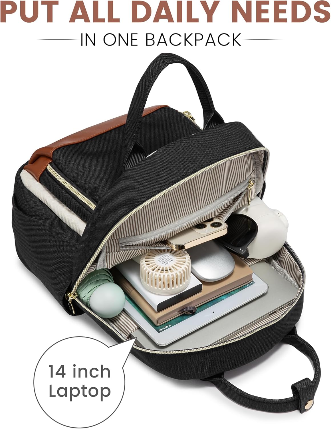 LOVEVOOK Small Backpack Purse for Women, Mini Backpack bag, Cute Fashion Backpack for Daily Travel Work, Beige-Black-Brown - Image 7