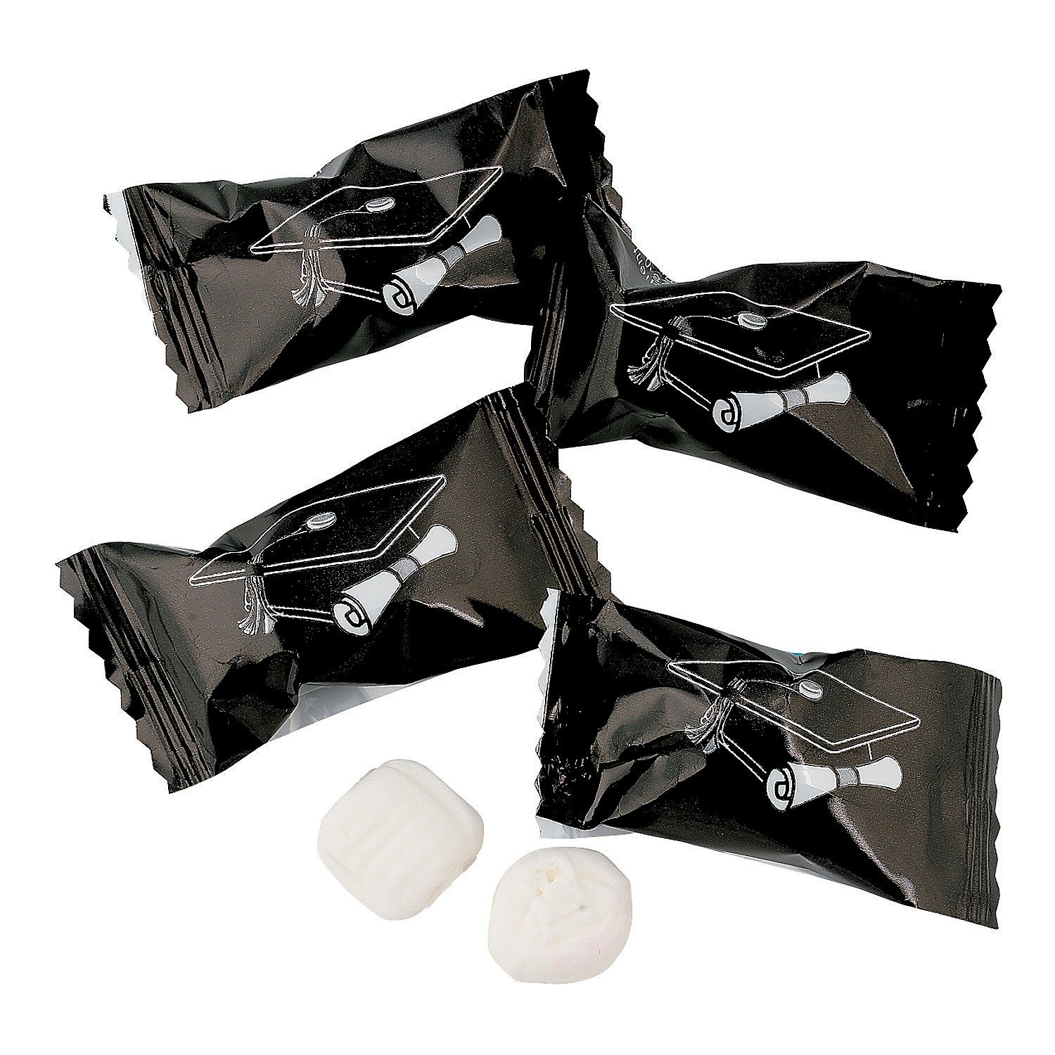 Graduation Buttermints, Graduation Party Candy, Candy Buffet, 108 Pieces, Individually Wrapped Butter Mints (Black)