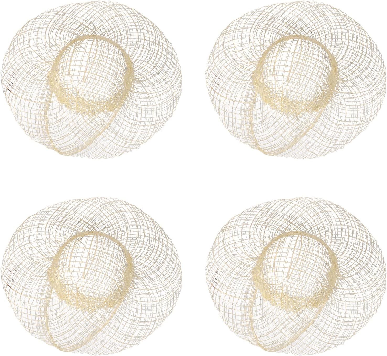 MECCANIXITY 4 Pcs Mini Straw Hats, 5 Inch Knitting Miniature Doll Straw Hats Natural Small Cap for Dollhouse DIY Craft Decoration Accessories Mini House Garment Decor, XL Size Wood Color
