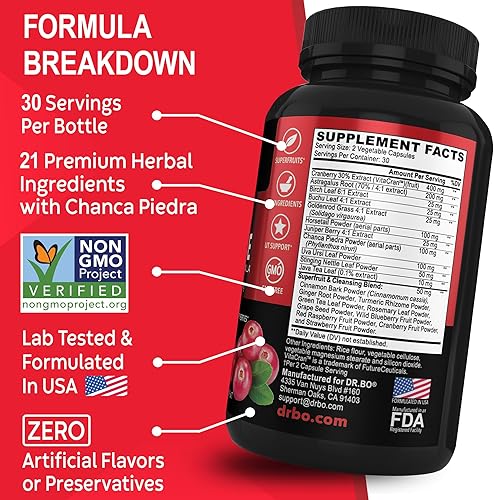 Miniatura 8 de Suplemento de apoyo desintoxicante de limpieza renal, arándano natural, bayas de enebro, extracto de buchu y uva ursi para apoyar los riñones, la