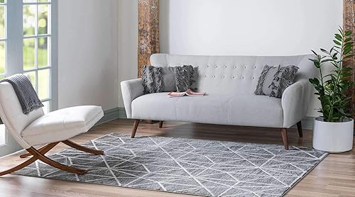 Miniatura 7 de Unique Loom Matrix Trellis Collection - Alfombra geométrica (2 pies 7 pulgadas x 13 pies 1 pulgada, grismarfil)