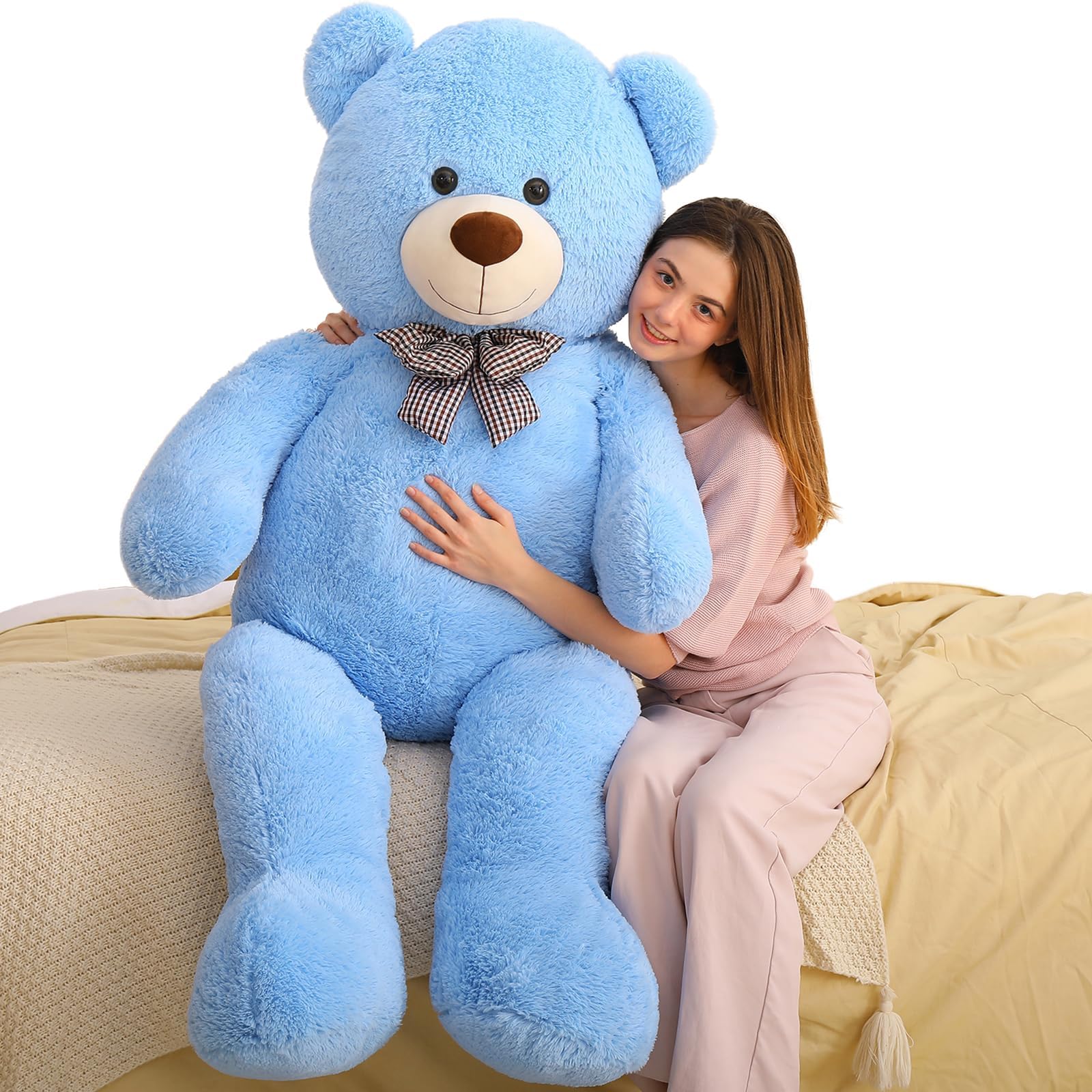 MaoGoLan Giant Plush Teddy Bear, Life Size Large Stuffed Animal, 5 Feet, Soft and Fluffy Big Teddy Bear Gift for Baby Shower, Christmas, Valentine's Day, Blue