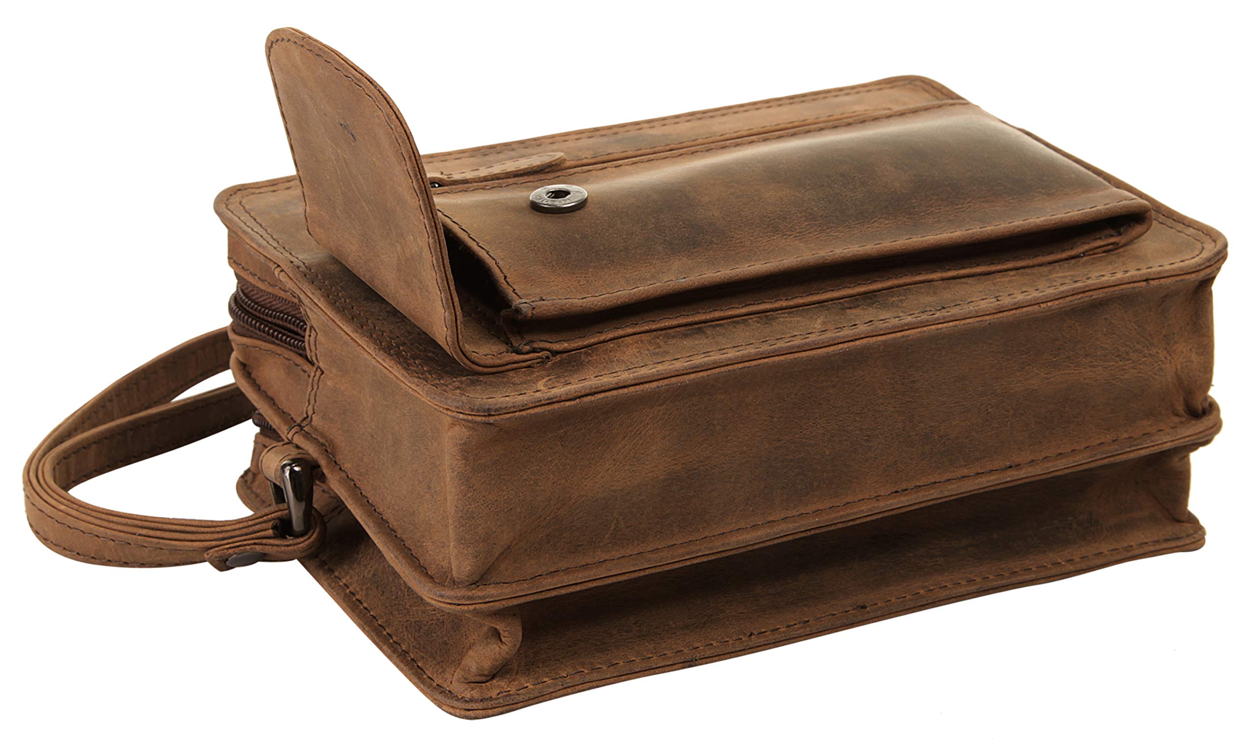 BAGAN Handgelenktasche Echt Leder Herren | Vintage Clutch mit Smartphone-Fach | kompakte Abendtasche | Mini-Tasche mit Handschlaufe | 020347