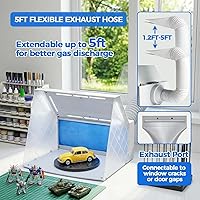 Vista 4 de HUBEST Kit de cabina de aerosol con 8 luces LED y 16 clips de cocodrilo, cabina de pintura con ventilador de velocidad ajustable con manguera