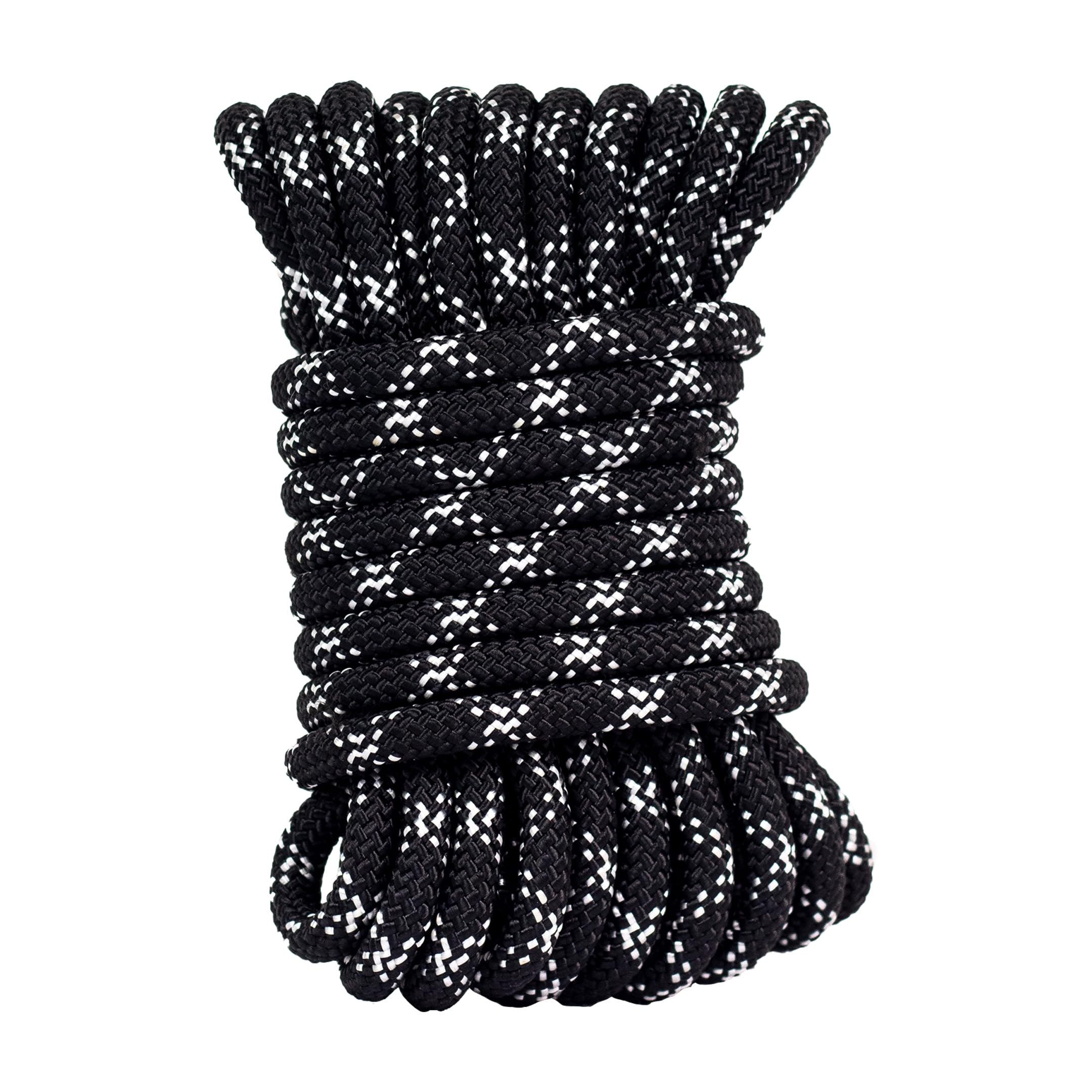 Fit Fusion® Black Dynamic Kernmantle, Rappelling for Outdoor, Hiking Safety Escape, Rescue Parachute, Mountaineering, Hauling, Polyester Dynamic Climbing (Black, 5M)