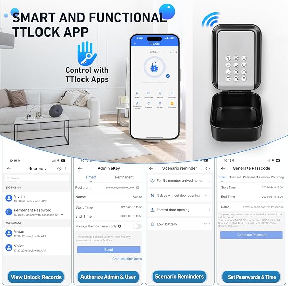 Key Lock Box Smart Bluetooth Key Storage Lock Box Control with App