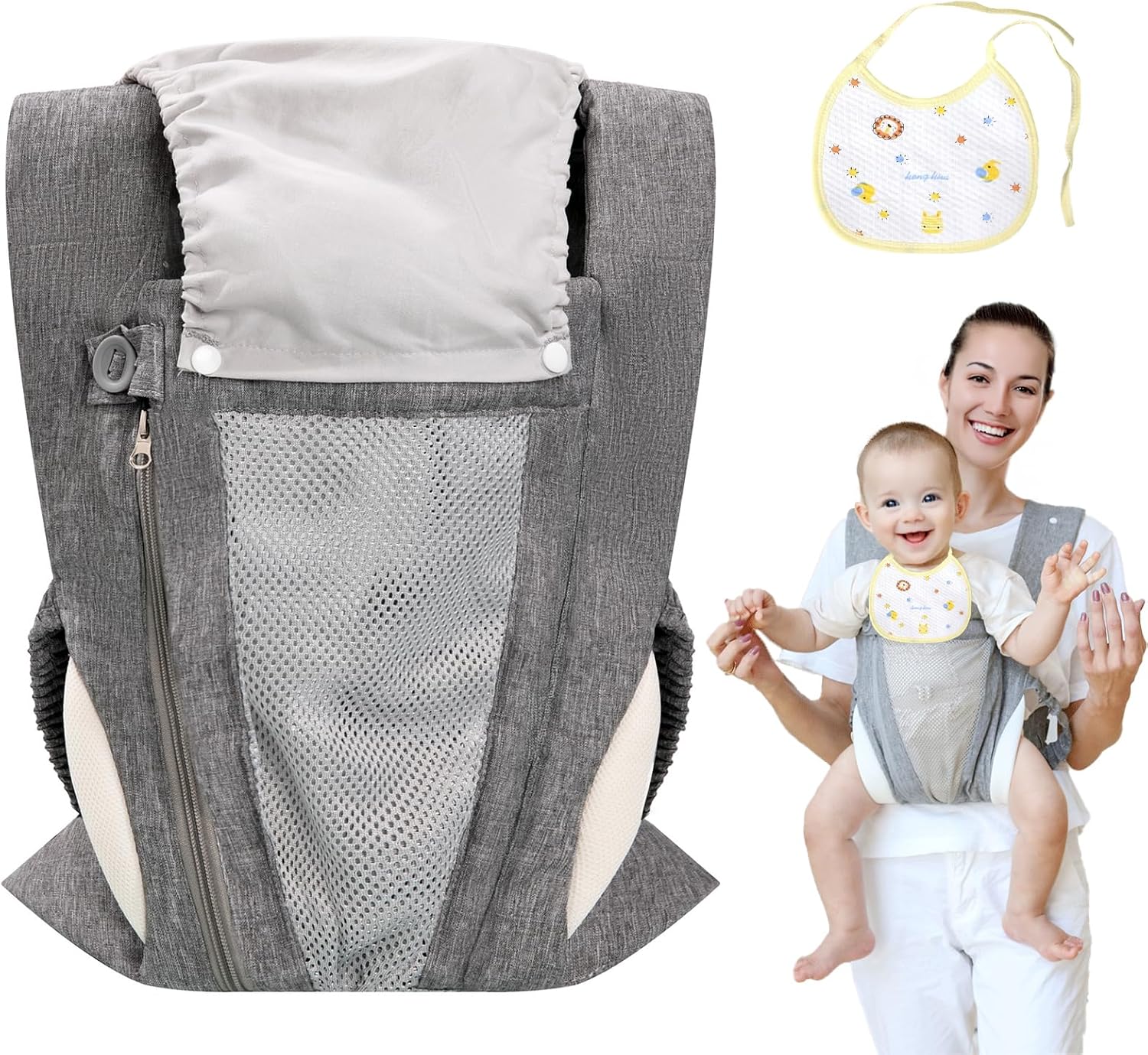 Baby Carrier Newborn to Toddler – Baby Sling Carrier with Breathable Zipper & Belt, Adjustable Front and Back Baby Carrier for 7-40lbs, Perfect for Baby Carriers from Newborn