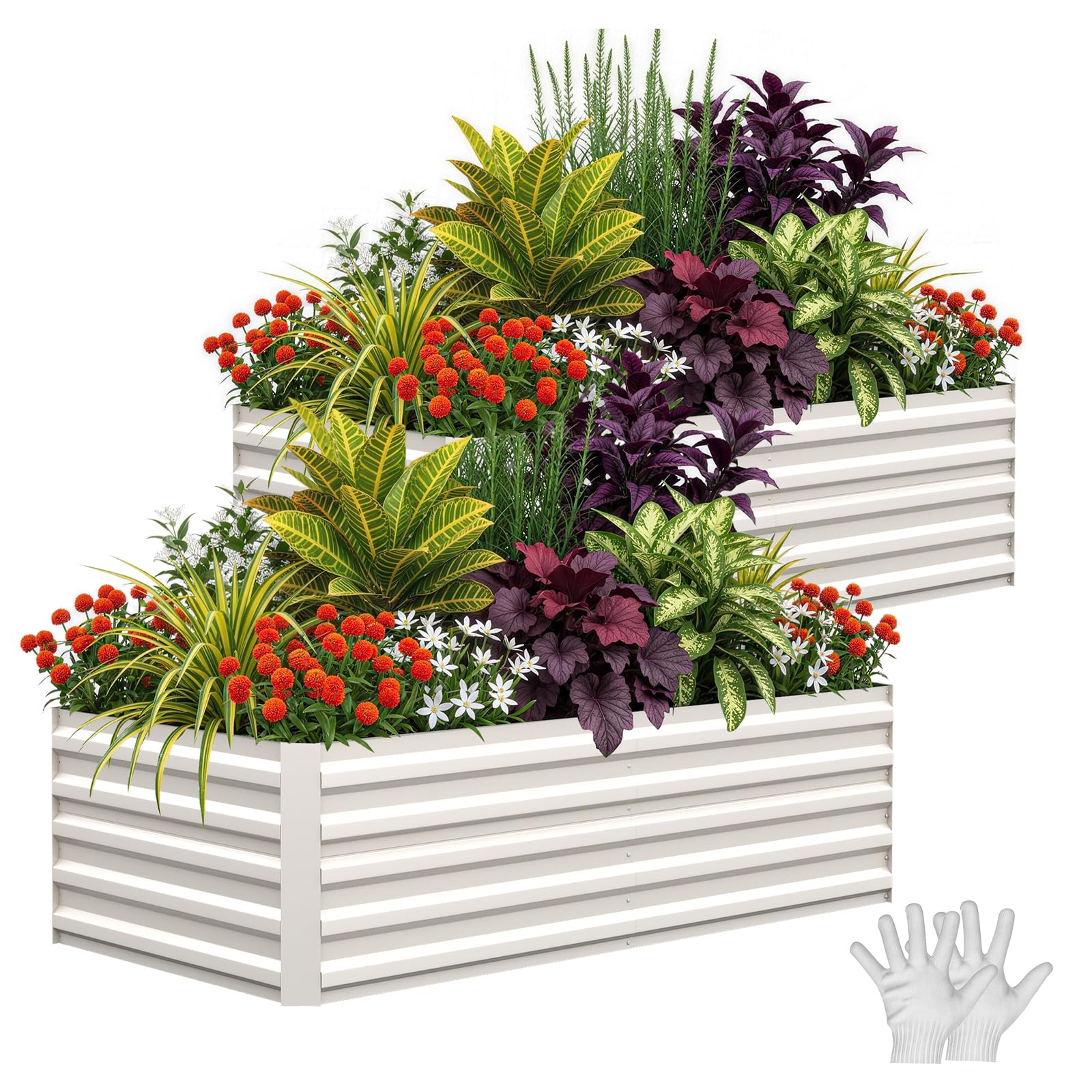 Garvee 2PCS 6x3x2ft Galvanized Raised Garden Bed, Outdoor Planter Box