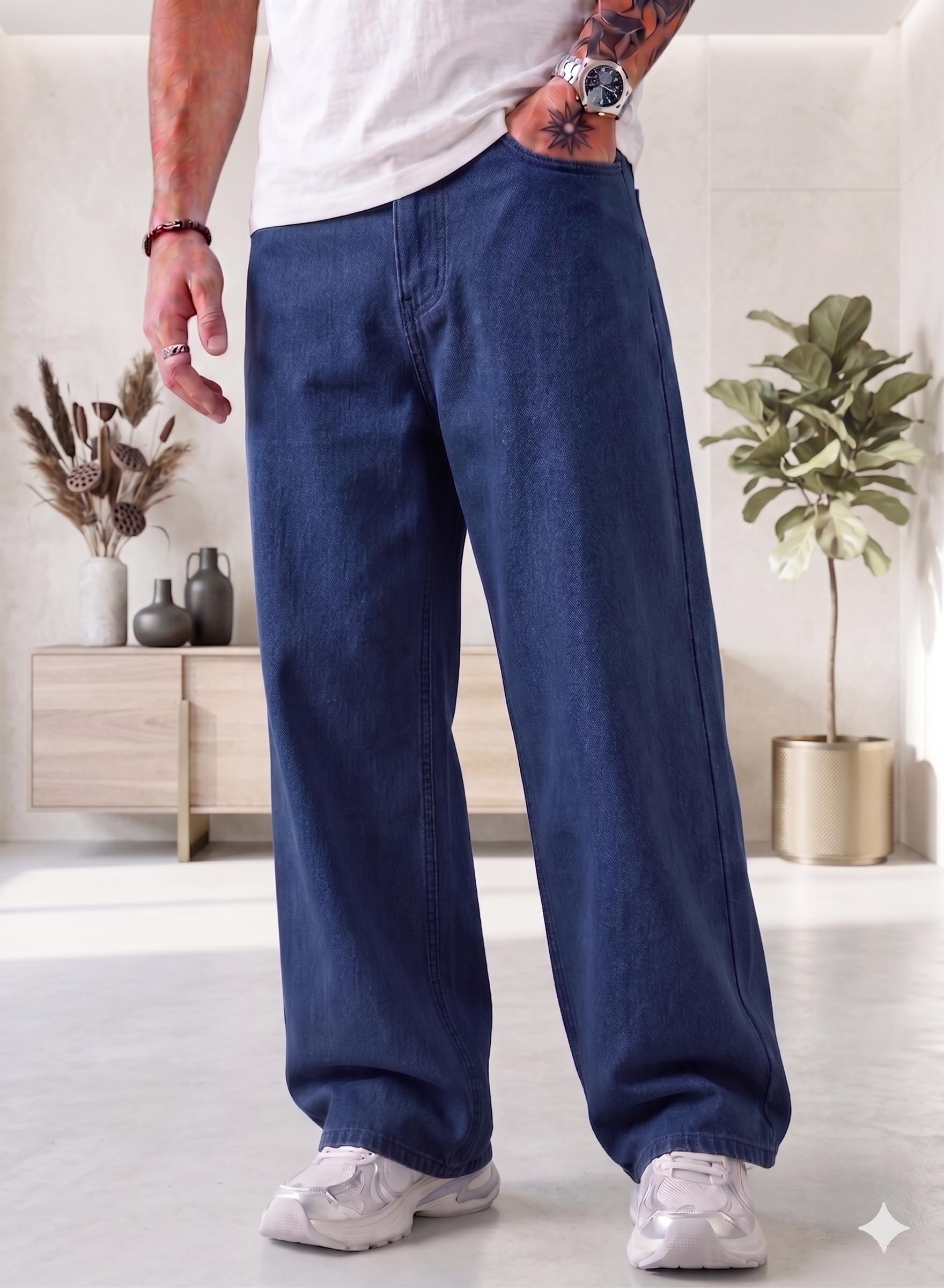 rotus blue Loose Fit Mid Rise Dark Blue Men Denim Jeans-picture-37