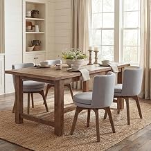 chairus 360 Rotating Dining Chairs Set of 4, Upholstered Barrel Back Dining Chair with Solid Rubber Wood Leg for Modern Home/Kitchen Dining Room - Linen Gray