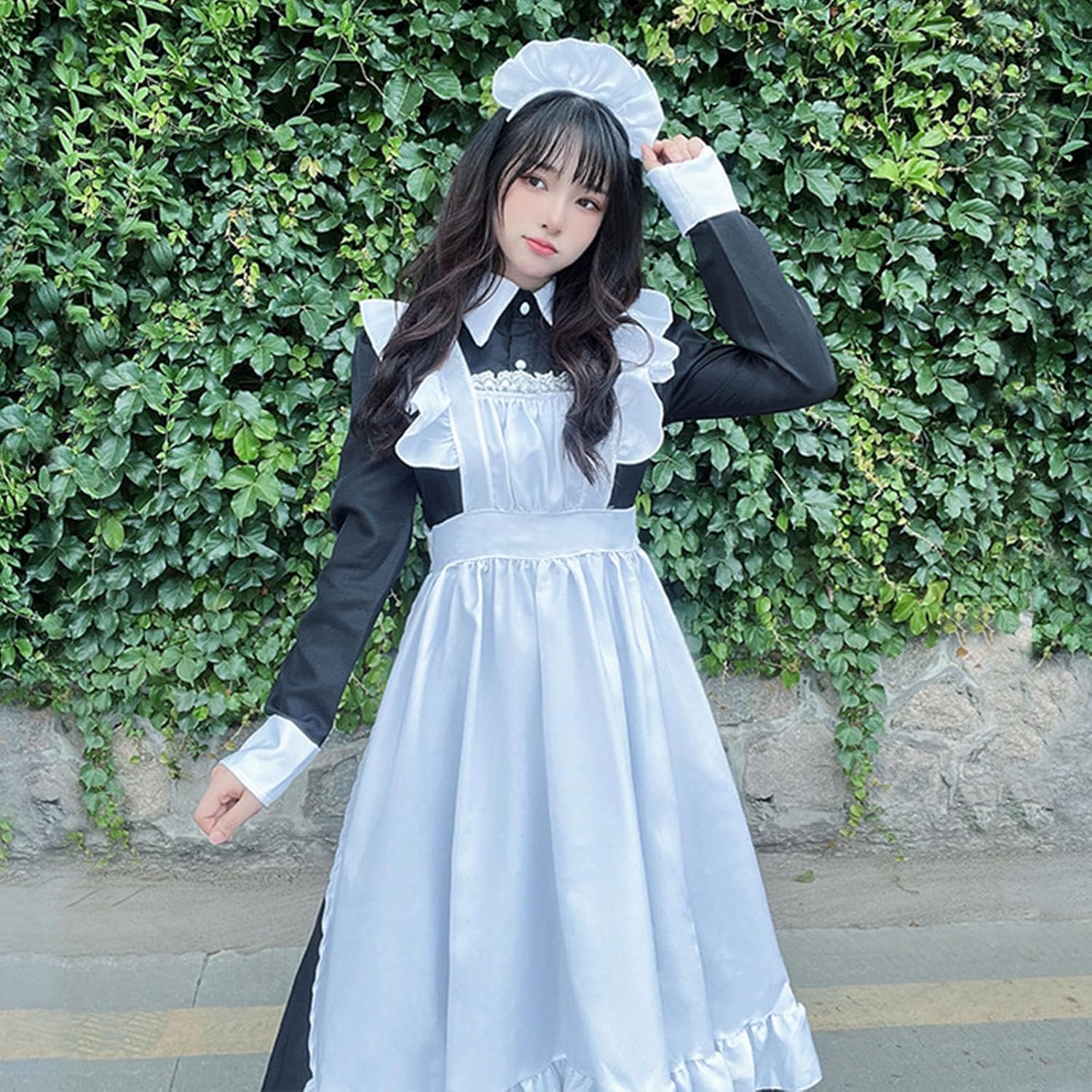 [JPAYAROGOAN] メイド服 コスプレ コンカフェ メイド エプロン 定番 ショート丈 文化祭 学園祭 ハロウィン 仮装 自