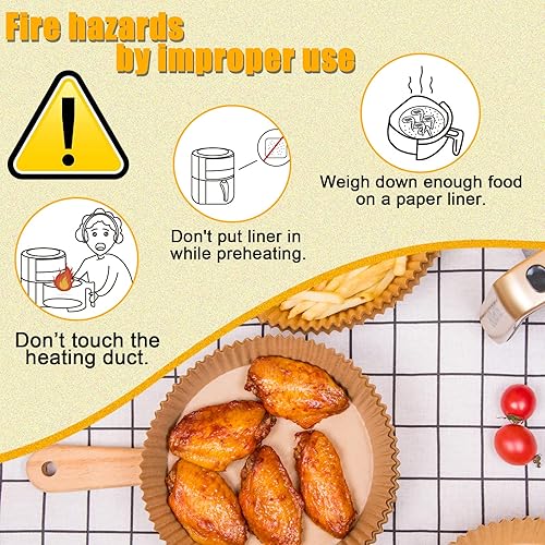 Miniatura 6 de GOAUS Freidora de aire 100 forros de papel redondos desechables para cesta de 2 a 49 cuartos de galón papel pergamino antiadherente sin blanquear de