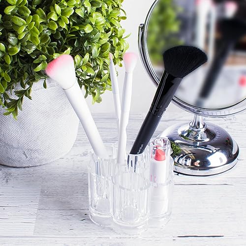 Miniatura 5 de Super Z Outlet Brocha de uñas de acrílico transparente para cosméticos y maquillaje, soporte compacto con 12 espacios de ranura organizadora