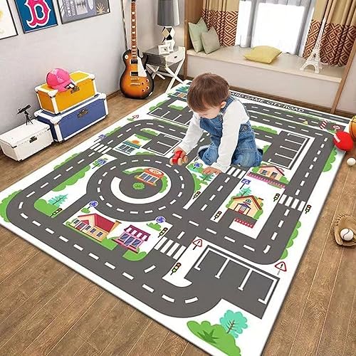 Miniatura 7 de Alfombra de juego para niños, ideal para jugar con autos y juguetes, alfombra educativa para niños de carretera y tráfico, alfombra divertida para