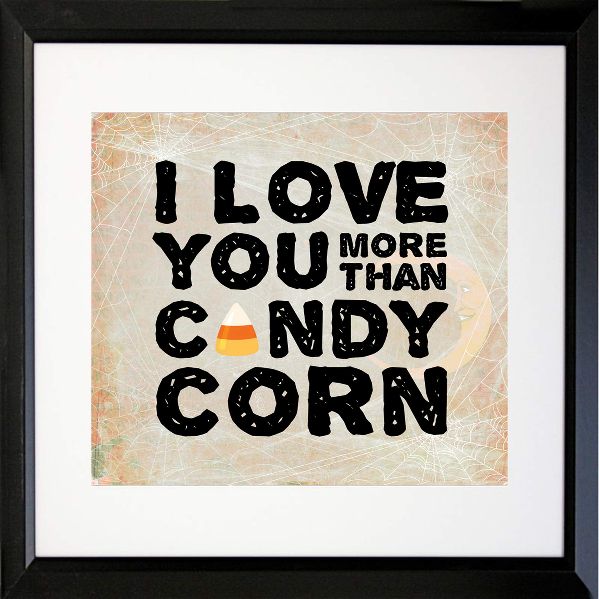 Buyartforless Framed I Love You More Than Candy Corn by Brandi Fitzgerald 16x16 MATTED Graphic Art Print, Wood-composite, Black