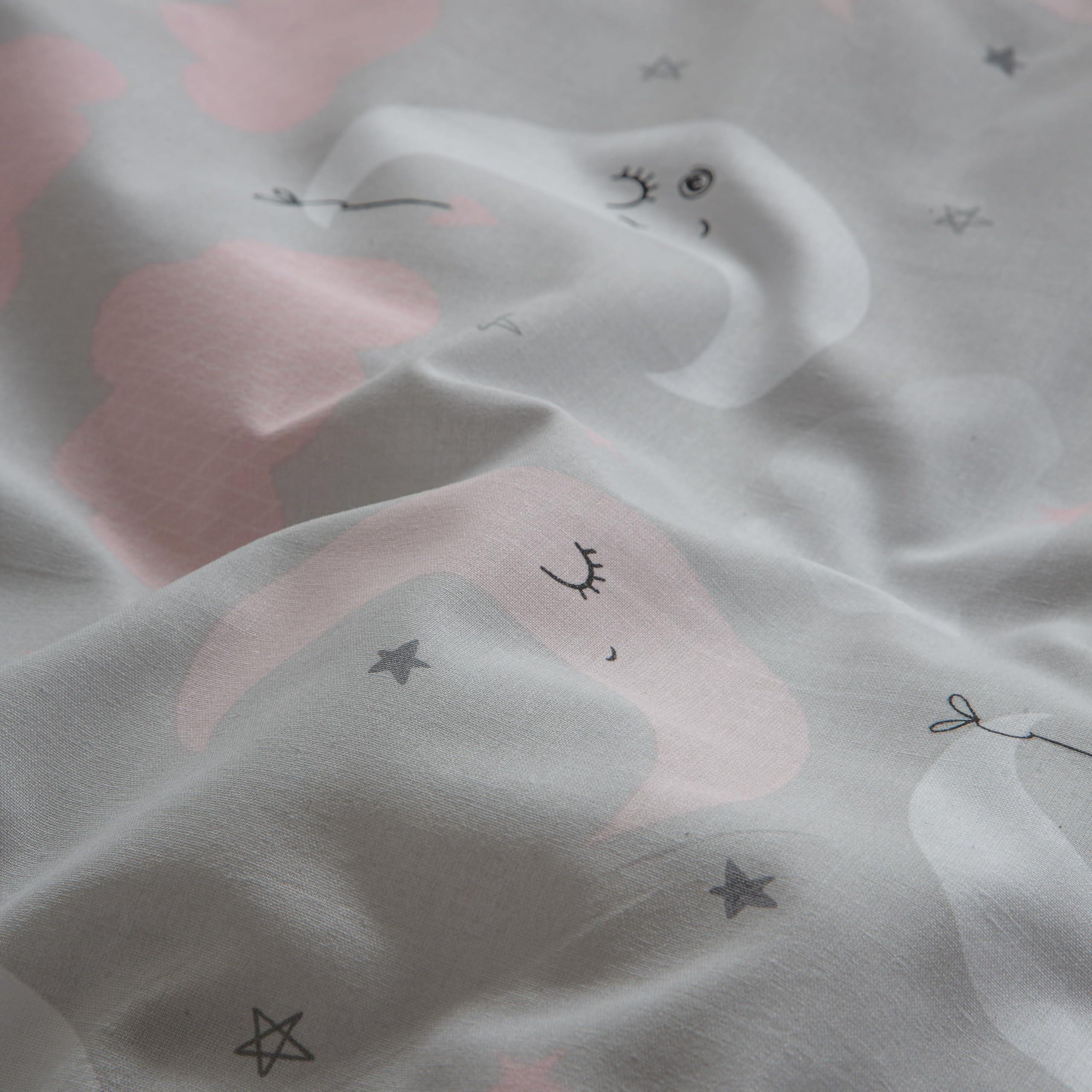 COTTON ARTean Saco nordico con Relleno Lunitas Rosa para Cama 90 x 190/200 + 1 Funda de Almohada. Saco Unido a la Bajera con Cremallera. con Relleno nórdico.