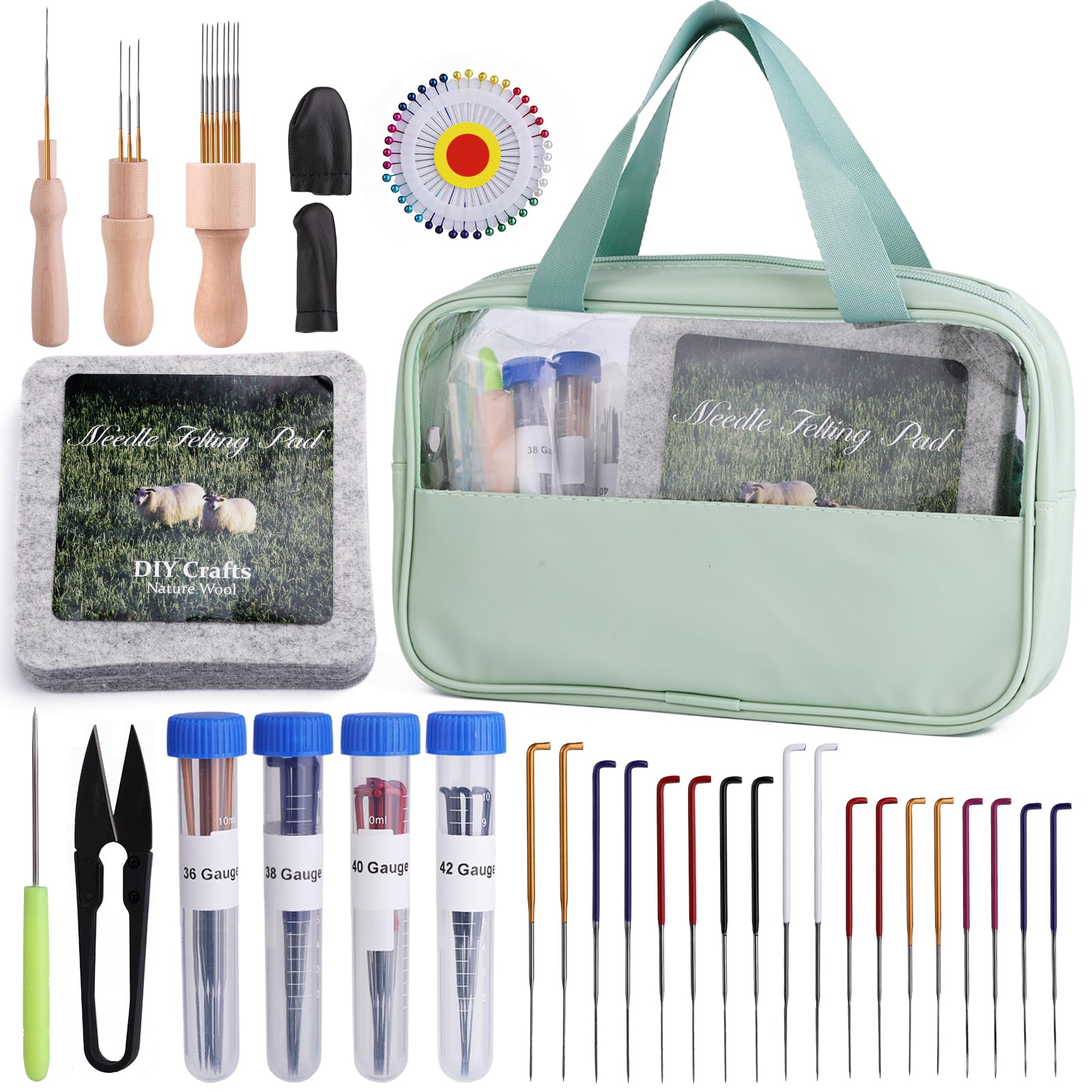 Doxiru Felting Kit - 107 Pcs Needles, Tools & 6x6 Pad for Beginner Needle Felting