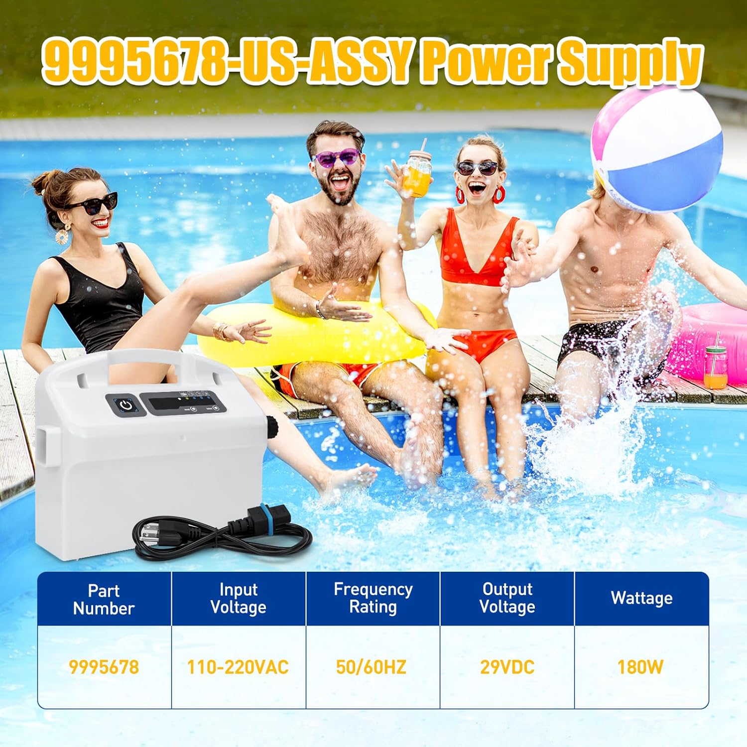 9995678 Assy Power Supply with Three Cycle Mode - Compatible with Maytronics Dolphin Premier, Apollo, Triton, Edge, Wave50, Wave75, Supreme M400 M500 M4 M5 Robotic Pool Cleaner