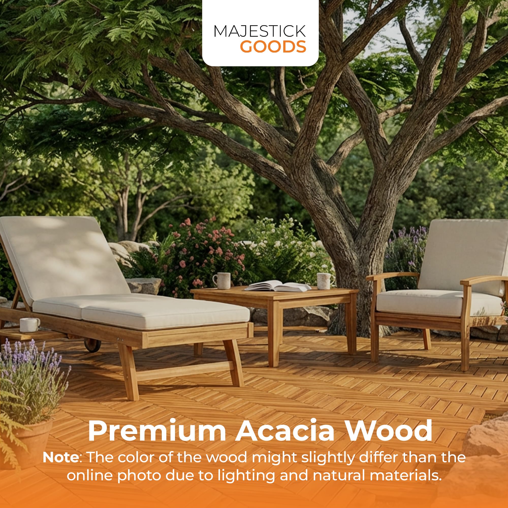 Piastrelle ad incastro 30,5 x 22,9 cm, a spina di pesce, 6 mq, in legno di acacia antiscivolo, per esterni, patio, terrazza, portico e balcone, facili da installare (confezione da 8)