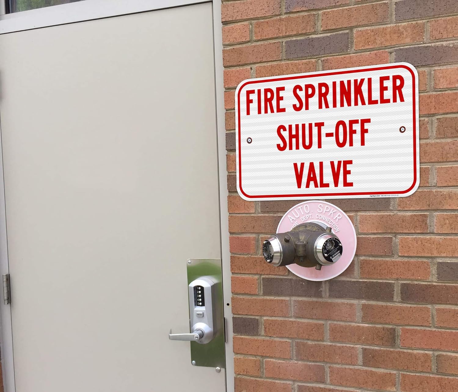 Fire Sprinkler Shut Off Valve Sign, (SI-7115) 12x18 Inches, 3M EGP Reflective .063 Aluminum, Fade Resistant, Made in USA by Sigo Signs