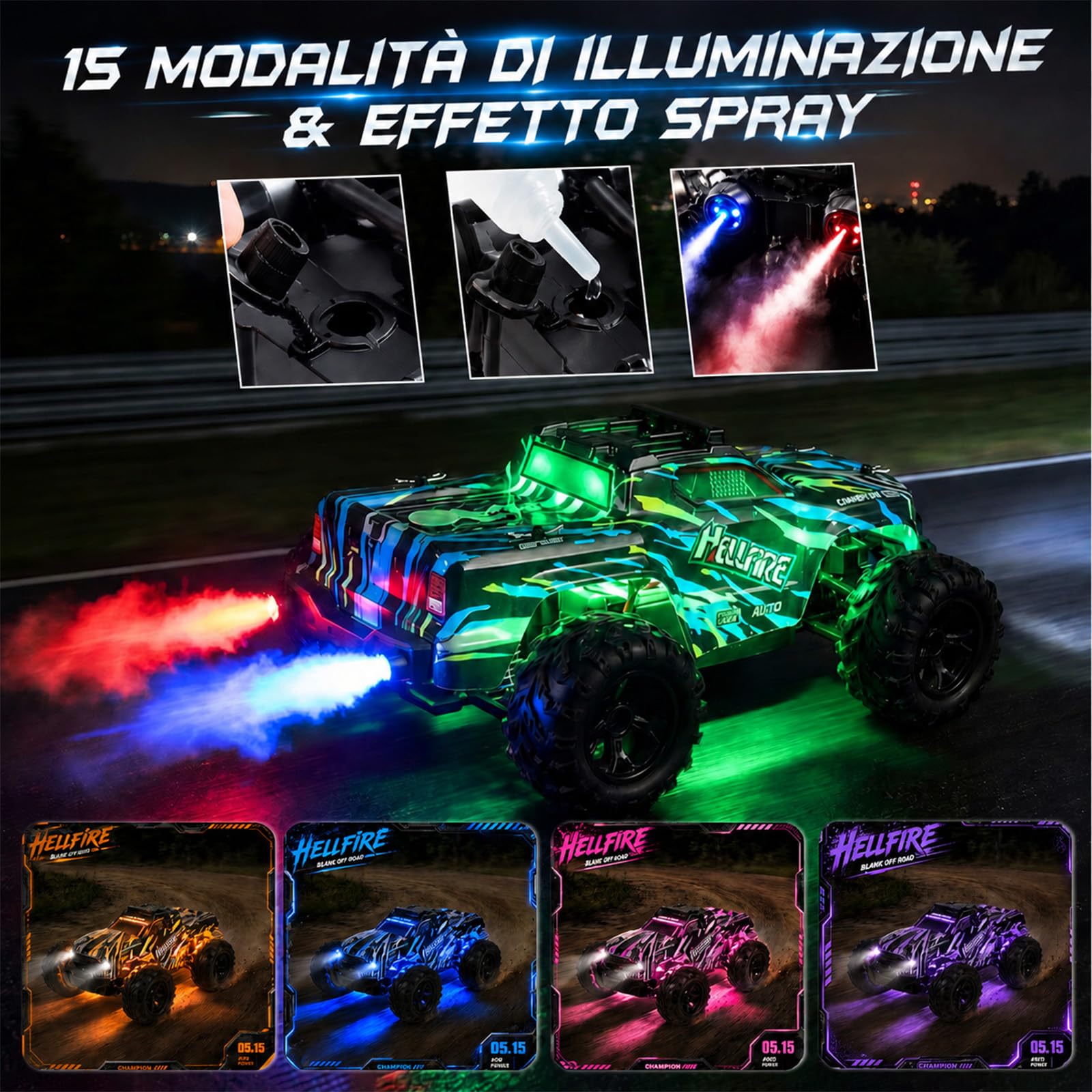 Macchina Telecomandata 2,4GHz Auto Telecomandata - Off Road Alta Velocità Vehicle 22KM/H con Luci LED - Auto RC 1:18 di Tutto Terreno Perfetto Regalo per Bambini e Ragazzi
