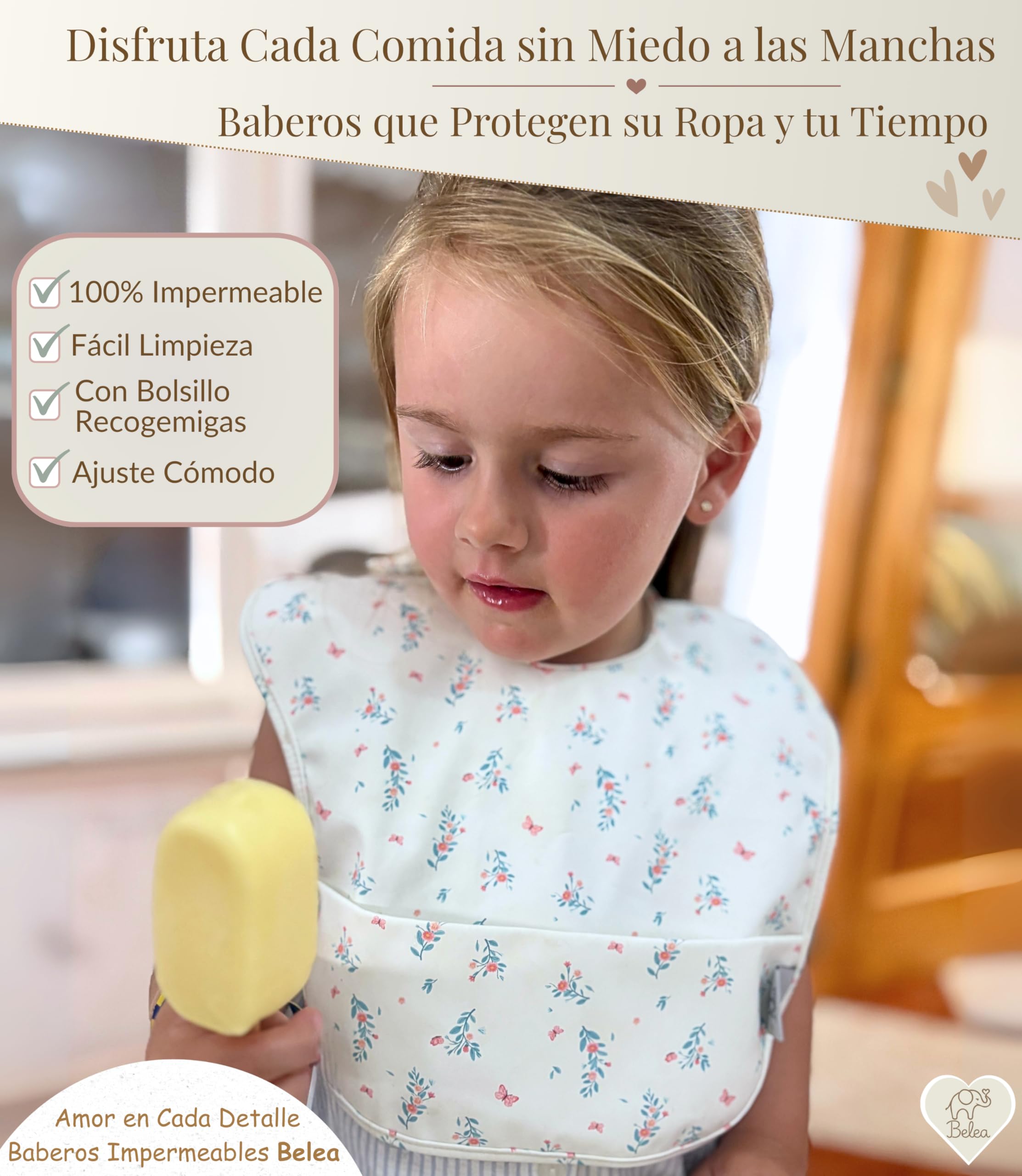 Belea Pack 2 Baberos Bebe Impermeables Sin Mangas BLW 6 Meses a 5 Años Bolsillo Recogemigas Babete Impermeável Babero Infantil Sin BPA Regalo Baby Shower Cumpleaños Bebé — view 6