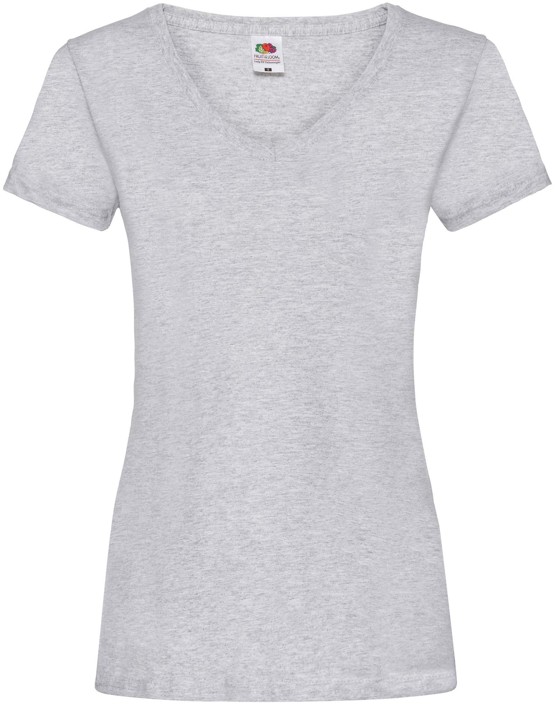 Fruit of the Loom Women's V-Neck Valueweight T-Shirt, Heather Grey, 8 (Manufacturer Size:X-Small) - B