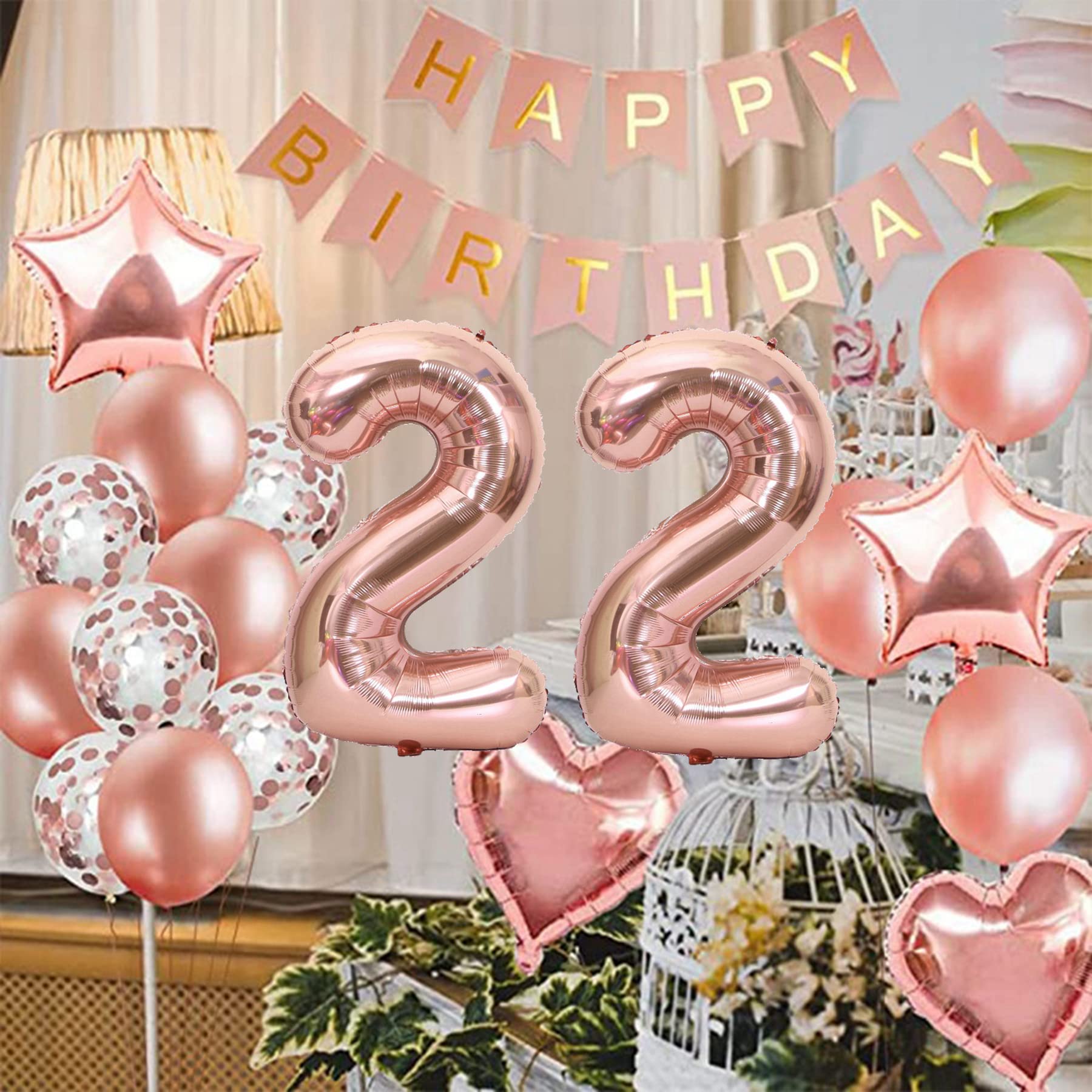 22E Décorations De Fête D'Anniversaire Rose Gold Feeling 22