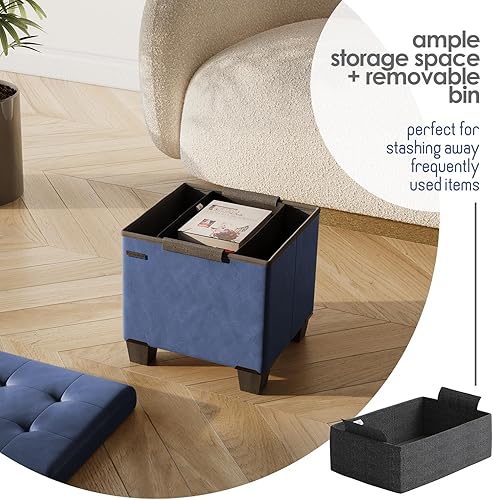 Miniatura 633 de Otomana plegable para dormitorio o sala de estar, con contenedores de almacenamiento, reposapiés para el extremo de la cama, soporta hasta 660 lb,