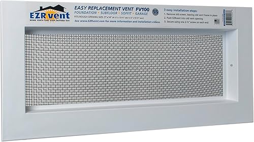 FV100-SS8H: Fundación, Sub-piso, Soffit y Ventilación de Reemplazo de Garaje - Malla Inoxidable Pesada (316 Grado Marino) (5 x 14 Apertura áspera)