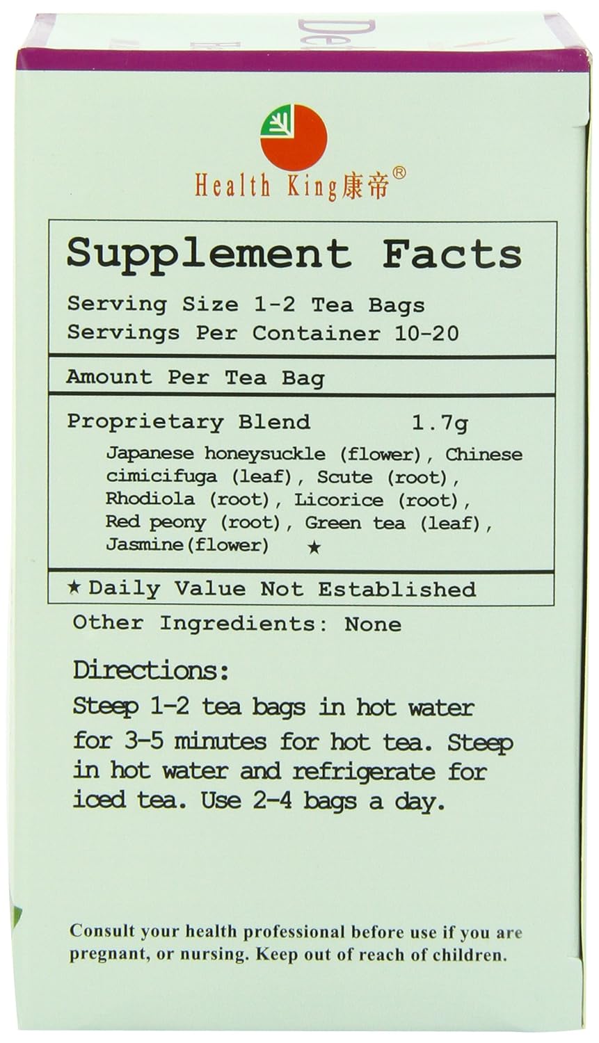 Health King Detoxer Herb Tea, Teabags, 20-Count Box (Pack of 4)