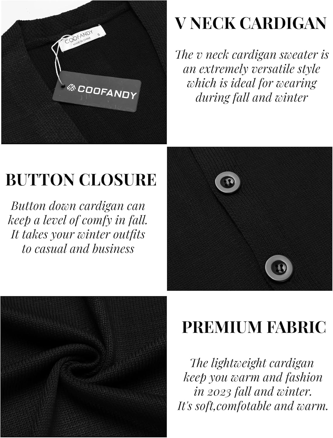 COOFANDY Men's V Neck Cardigan Sweater Casual Lightweight Button Down Knitted Cardigan Sweater - Image 5