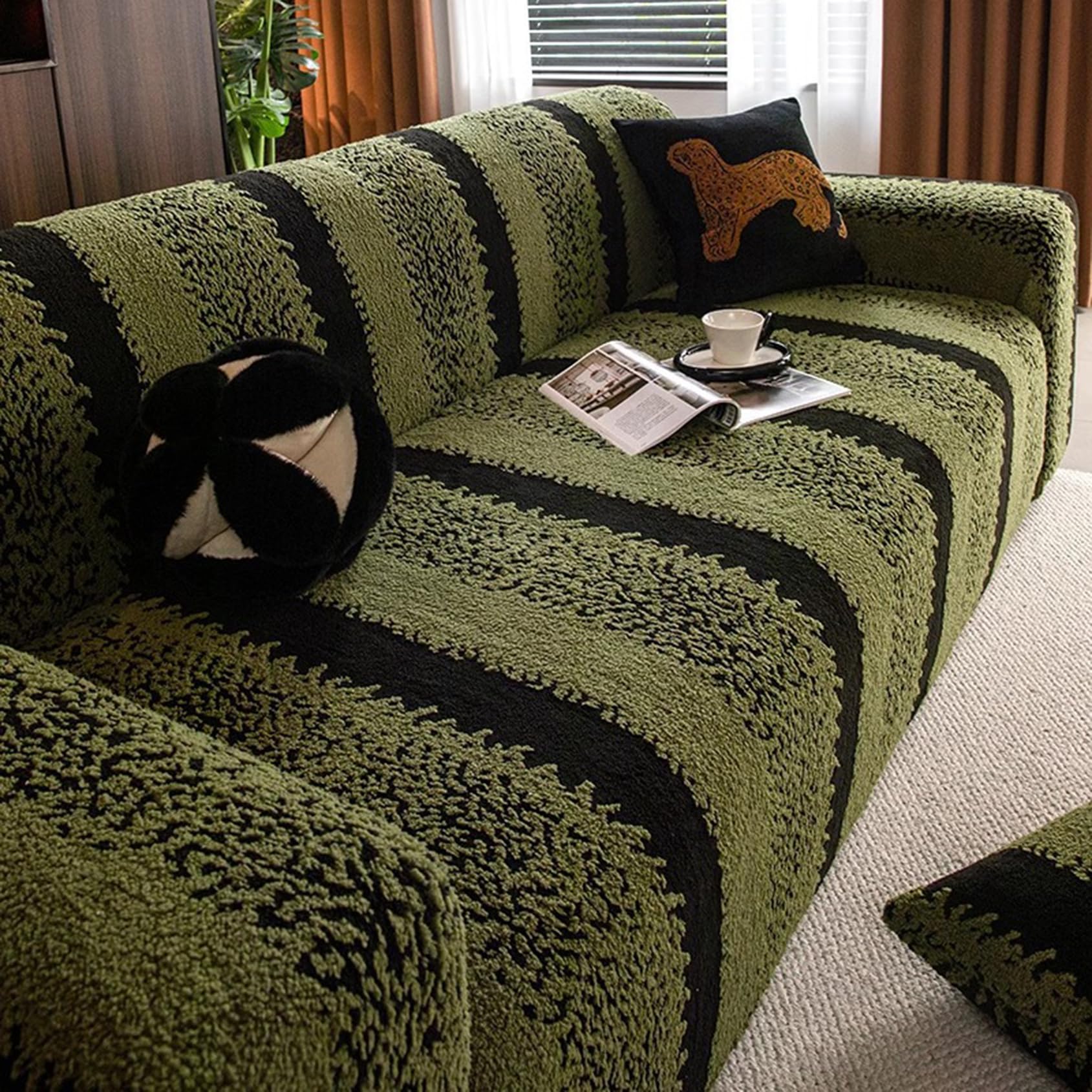 Qlkiybg Green Sofa Slipcover High Stretch 1 2 3 4 Seater Couch Covers Anti Slip Thickened Sofa Slipcovers Universal Sofa Cover All-Inclusive Couch Couch Cover Non Slip Sofa Sli(Size:3 Seater(190-230Cm),Color:green)