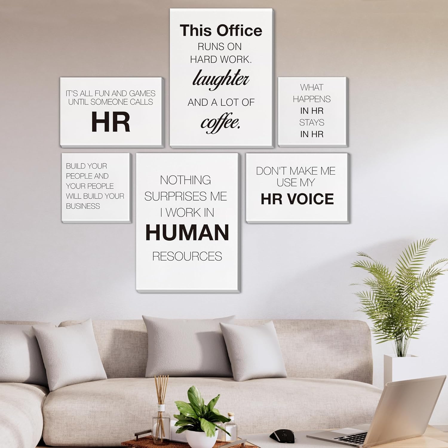 HR Office Decor Human Resources Office Artwork Wall Decor Modern Human Resource Posters Set of 6 Framed Canvas, Funny HR Gifts - Image 3