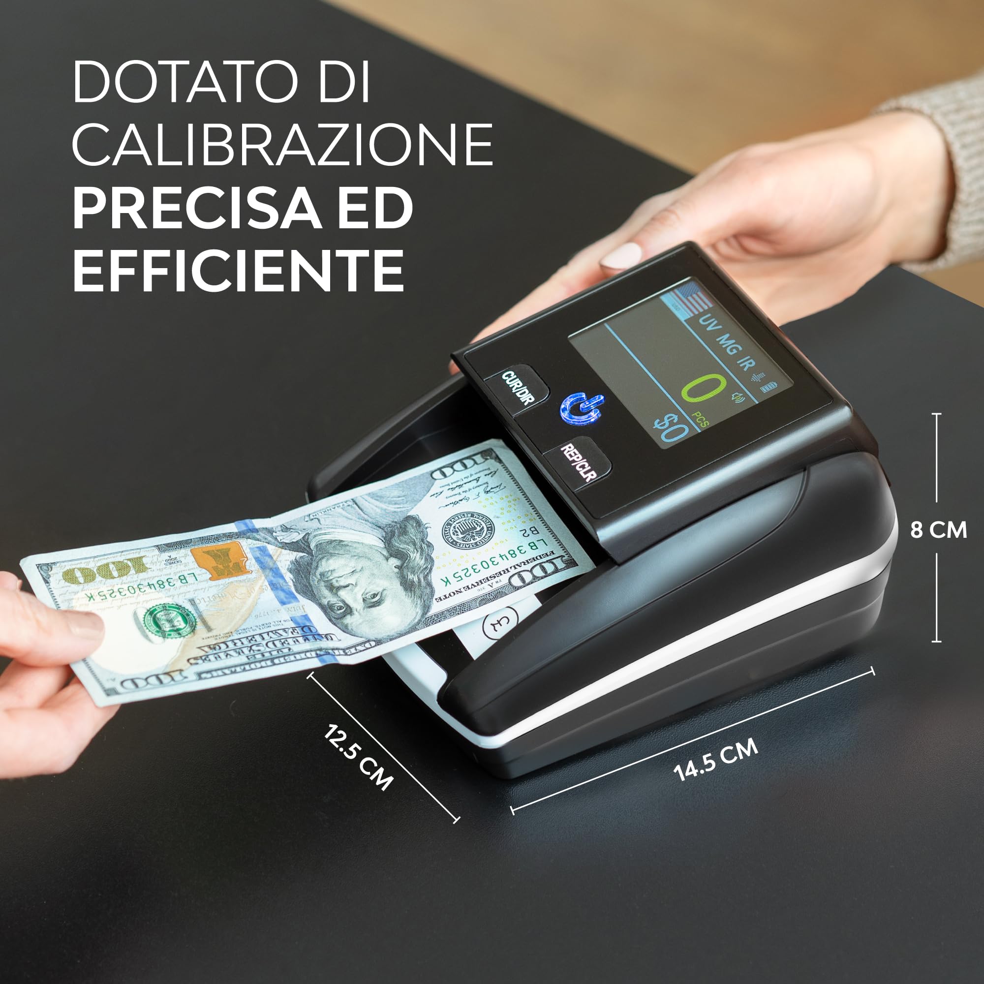 Rilevatore di banconote Zenacasa UV/MG/IR per euro, dollari e sterline