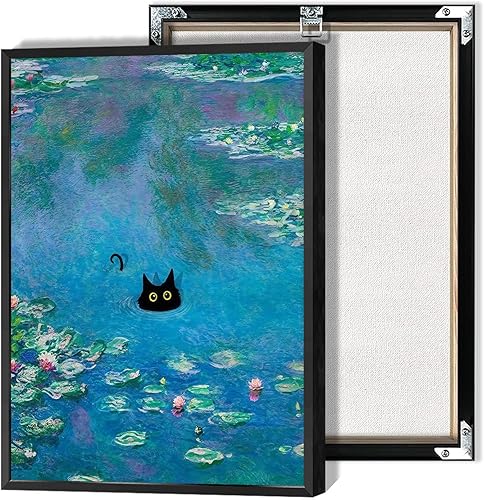 Miniatura 9 de Divertido póster vintage con diseño de gato negro en la ventana, arte de pared con diseño de gato con ventana abierta, arte abstracto y estético de