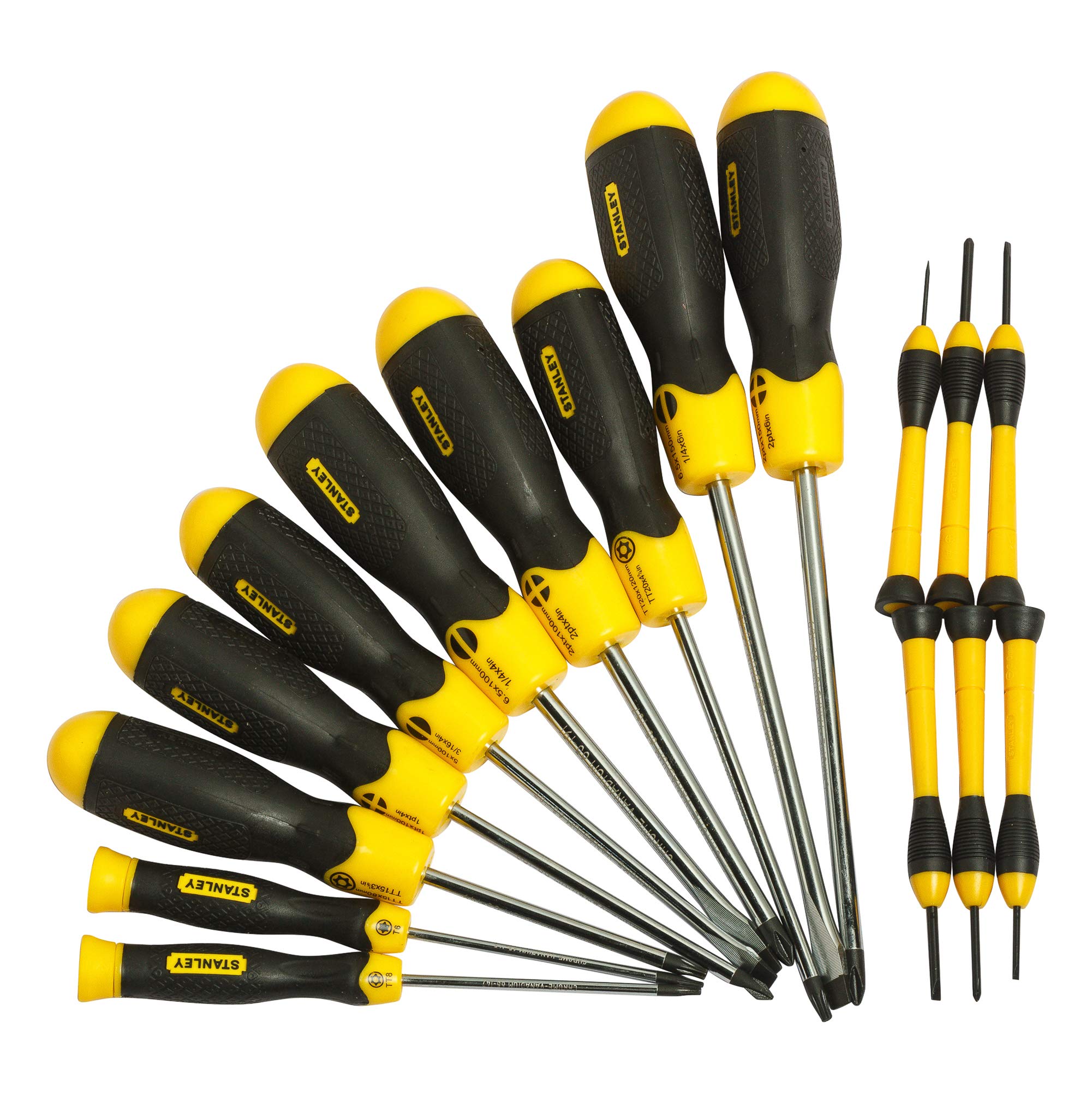 STANLEY 68-0002C Cushion Grip Screwdriver Set-16 pcs (Yellow and Black) 1