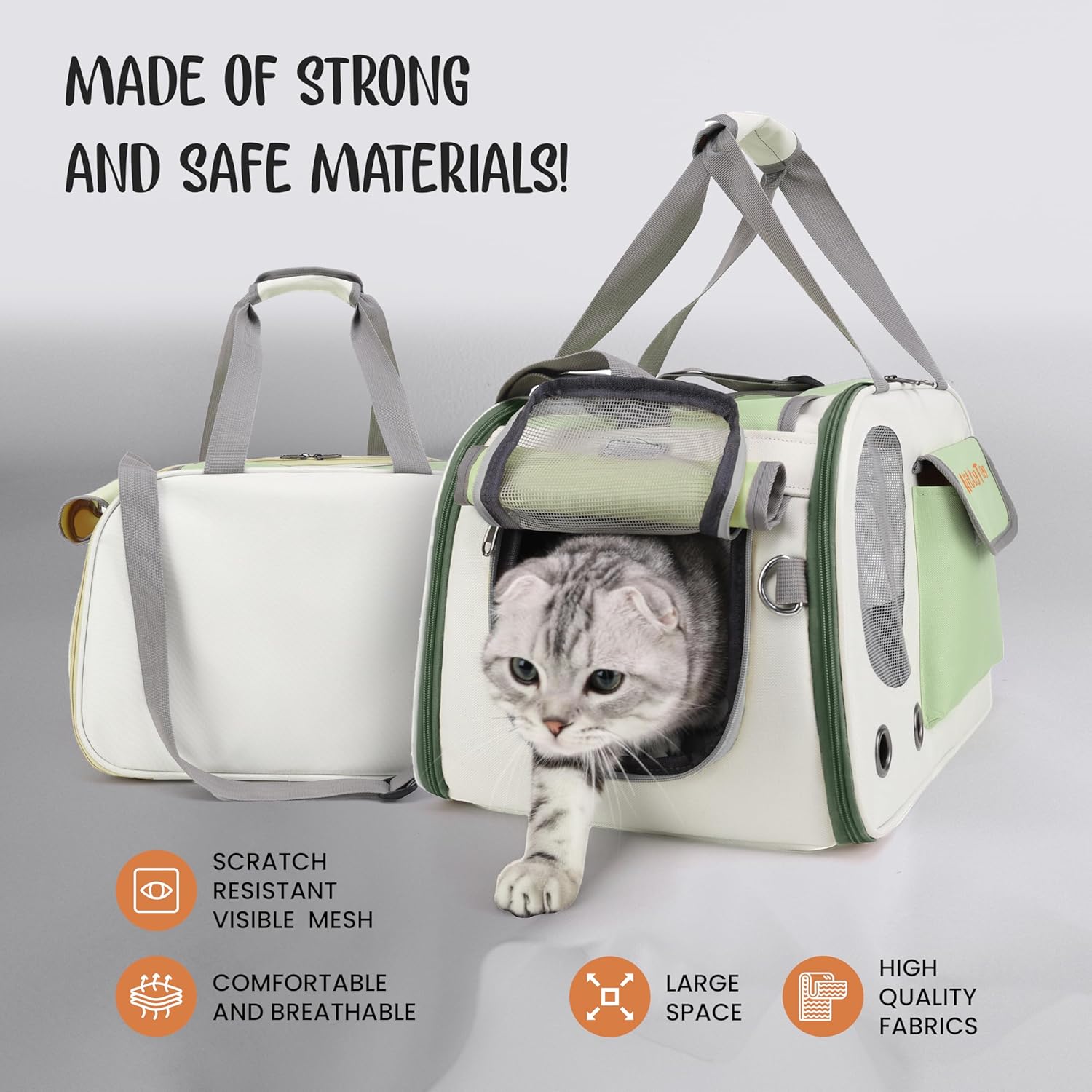 Pet Carrier, Puppy Small Dog Carrier, Cat Carrier Bag, Waterproof Premium PU Leather Carrying Handbag for Outdoor Travel Walking Hiking Shopping (Green)