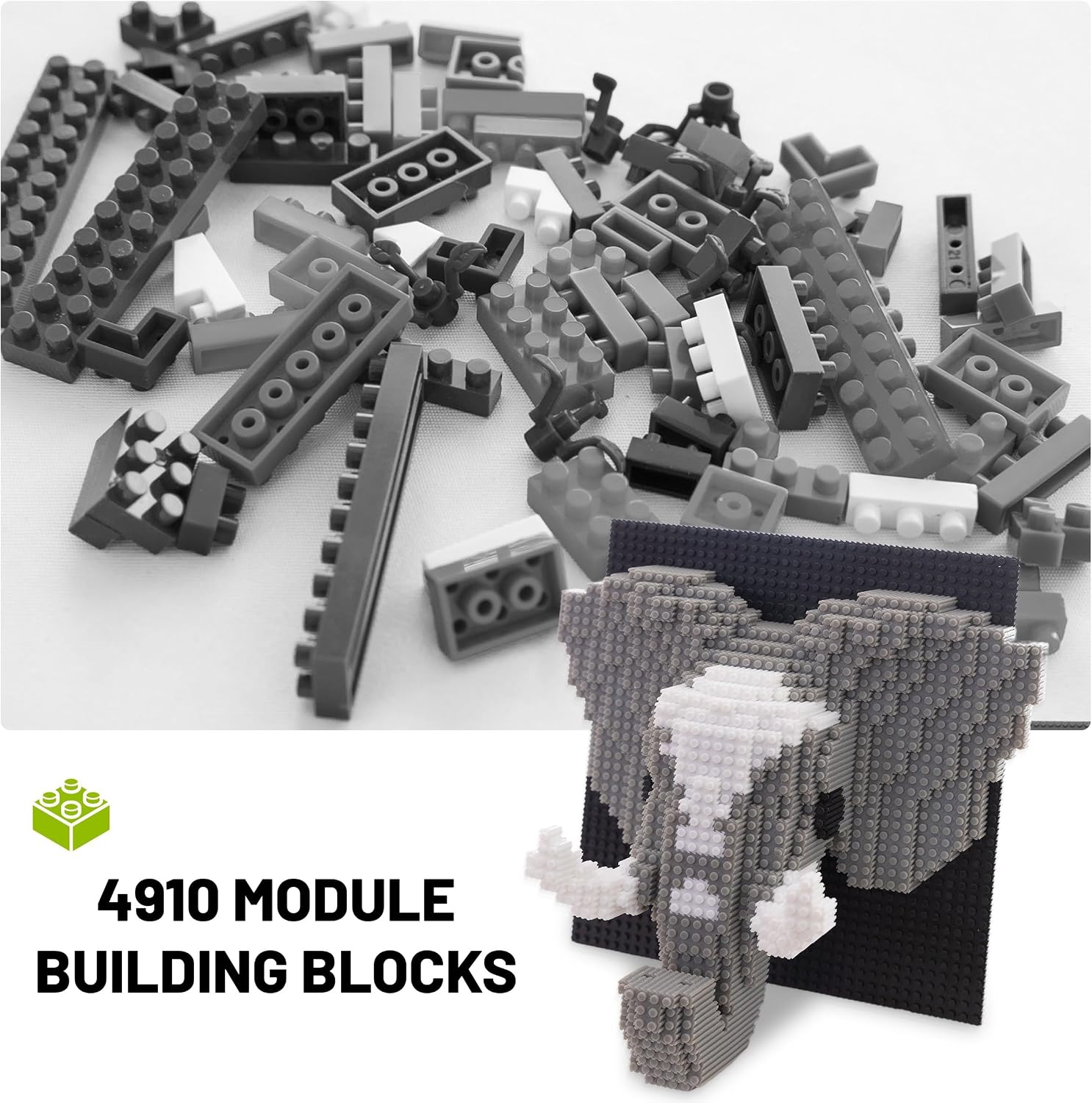 Elephant 3D Wall Art Micro Building Blocks Set, Modern Home Decor or Desk Display, Fun Creative Toy Gift for Adults & Teens (4910 PCS)