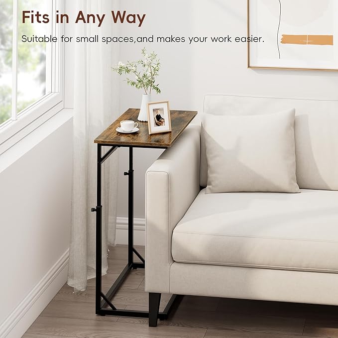 Mesa Lateral en Forma de C Ajustable 30x60 cm Marrón miniatura 9