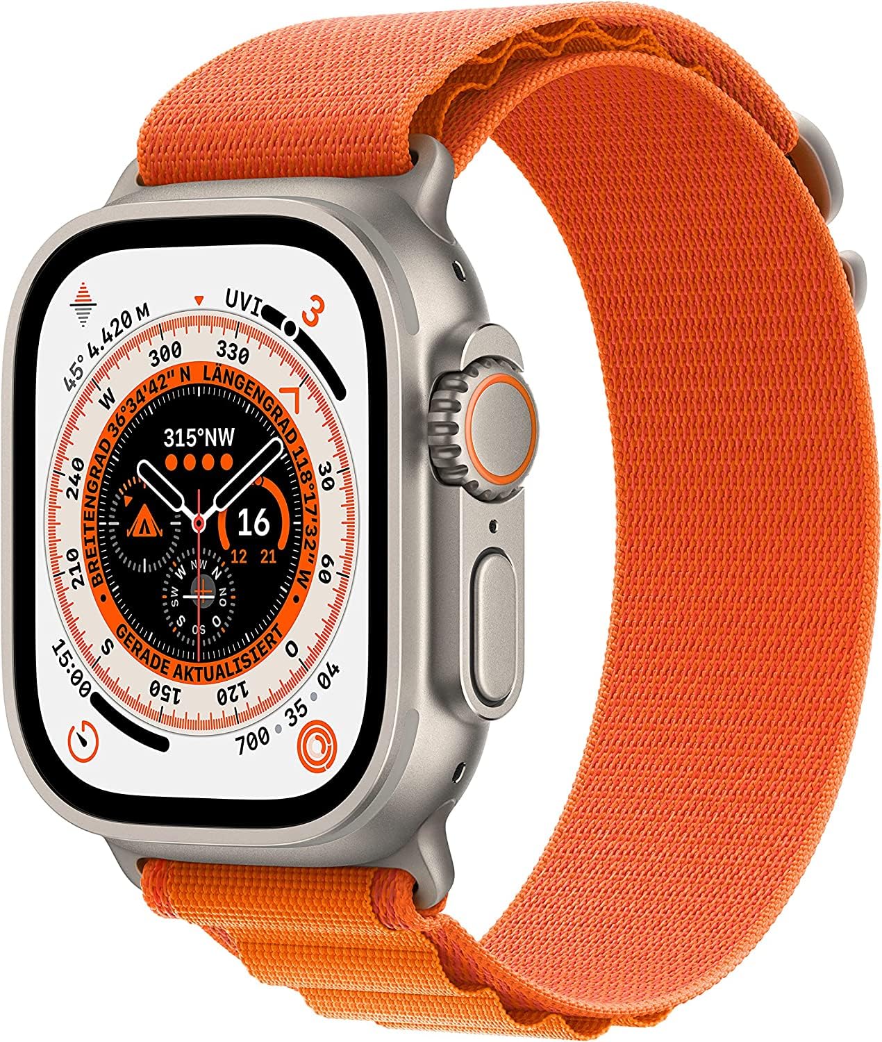 Apple Watch Ultra (GPS + Cellular, 49mm) Caja de Titanio con Correa Loop Alpine Naranja - Largo (Reacondicionado)