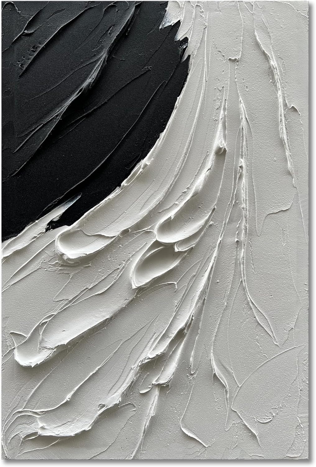 NANKAI Art Minimalist Black and White Art Canvas Abstract Oil Painting Wall Art Home Office Wall Decoration 36x24 inches