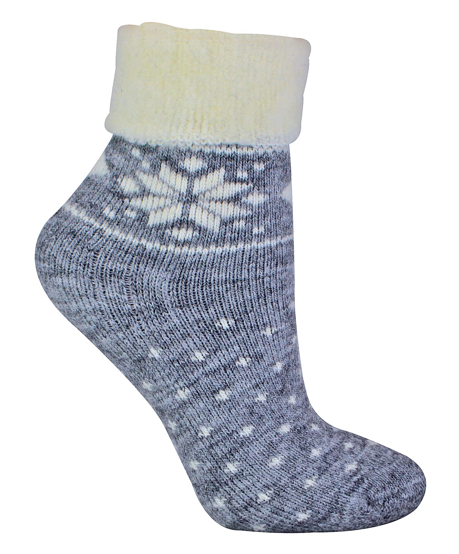 Sock Snob Women's   Grey 1 Pack Soft Warm Wool Bed Socks With Fairisle Design in Size 4/8, BrandAlley