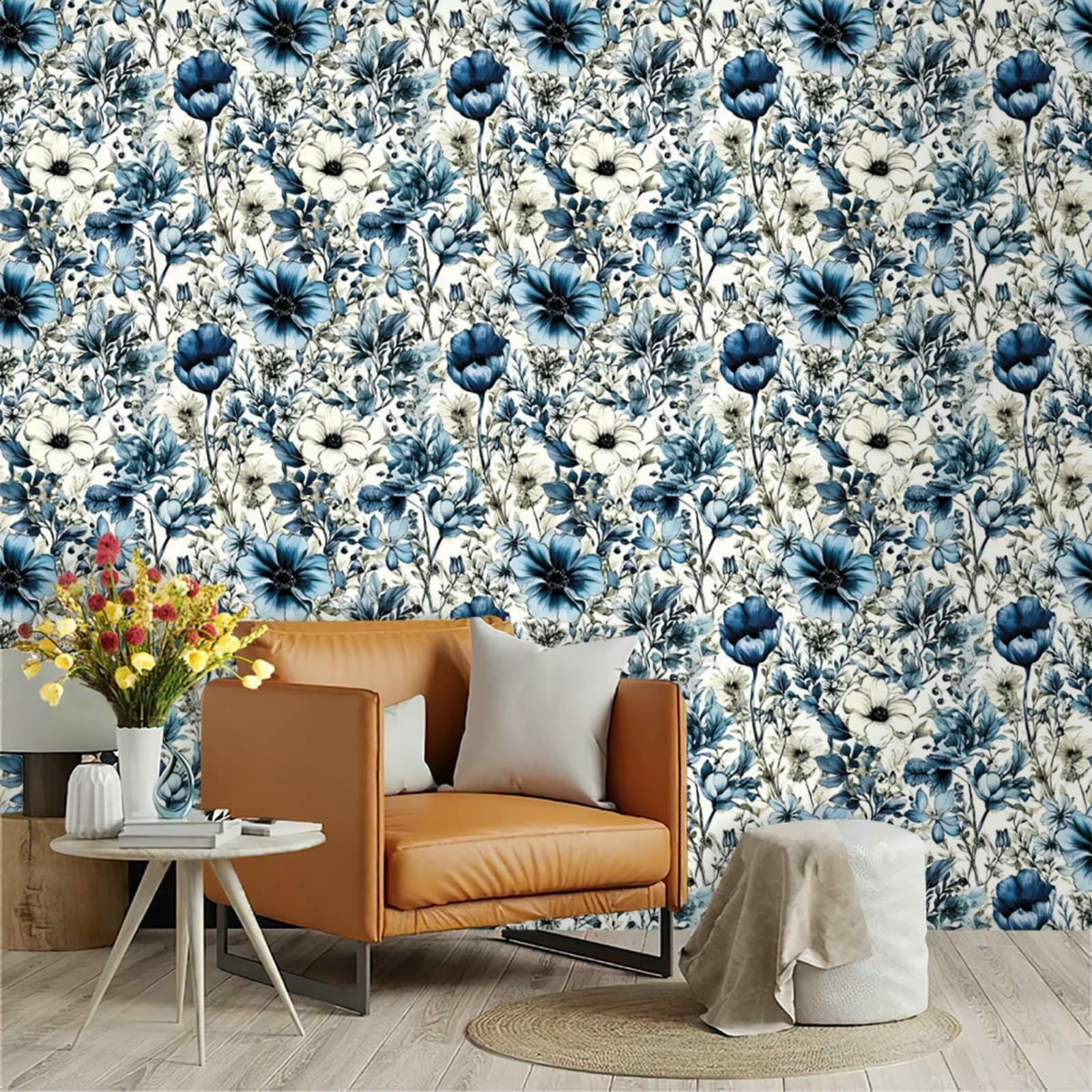 Papier peint PVC imperméable autocollant fleurs 3m