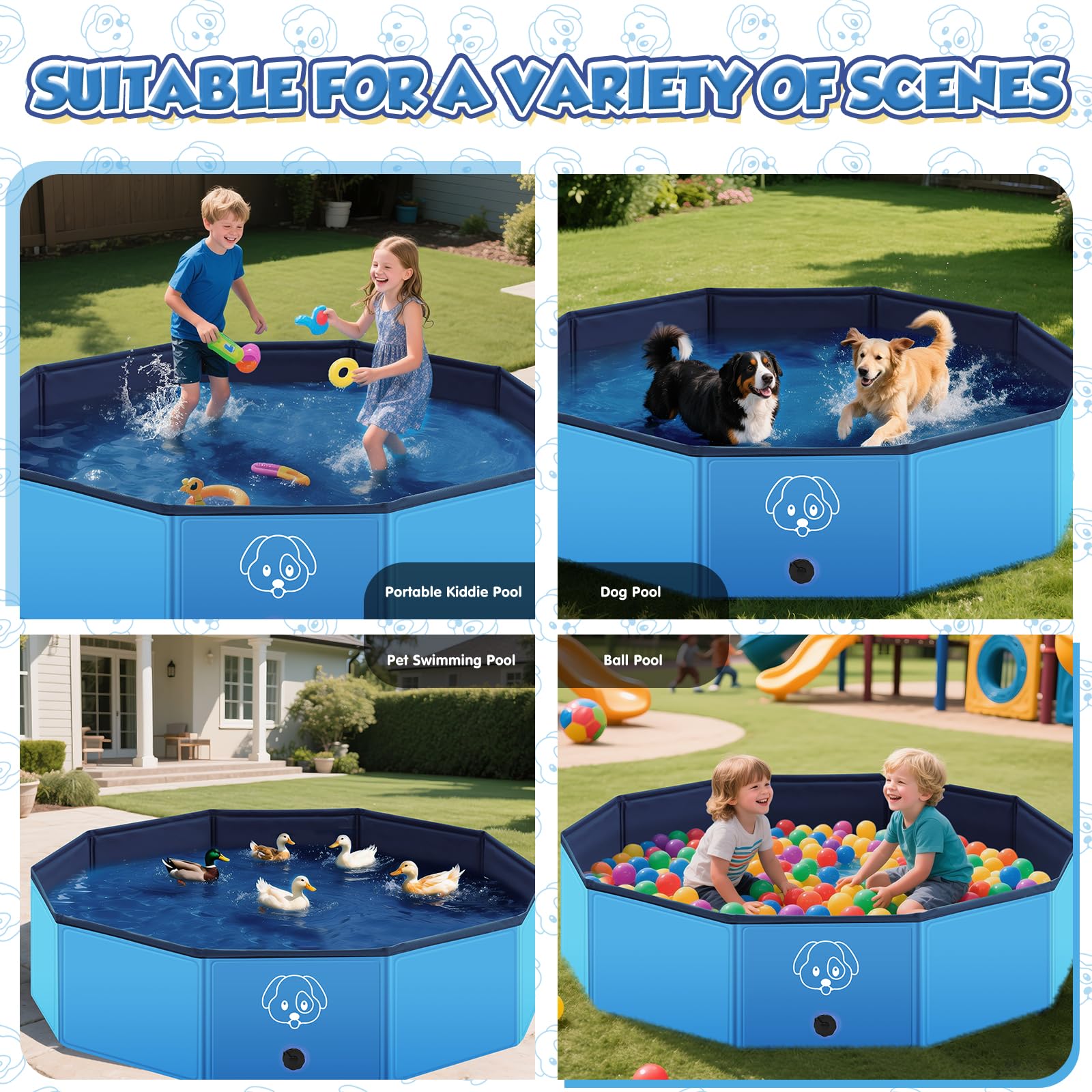 80 * 20CM Piscina Perros Grandes y Pequeños de PVC Antideslizante, Plegable y Portátil Piscina para Perros, Fácil de Limpiar Perro Piscina para (80 * 20cm)
