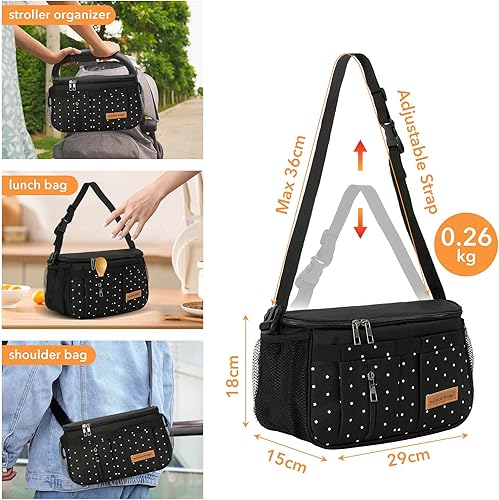 Miniatura 10 de Miracle Baby Bolsa organizadora de cochecito para mamá, bolsa universal para almacenamiento de cochecitos, compatible con la mayoría de cochecitos,