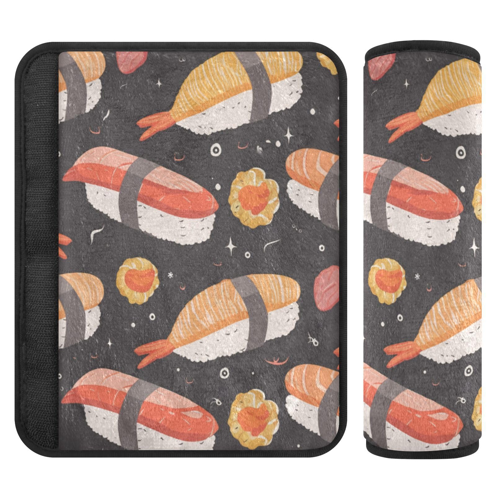 Seat Belt Covers 2 Pack Shrimp Sushi Car Seat Strap Covers Super Soft Car Seat Neck Cover for Boys Girls Adults Babies S