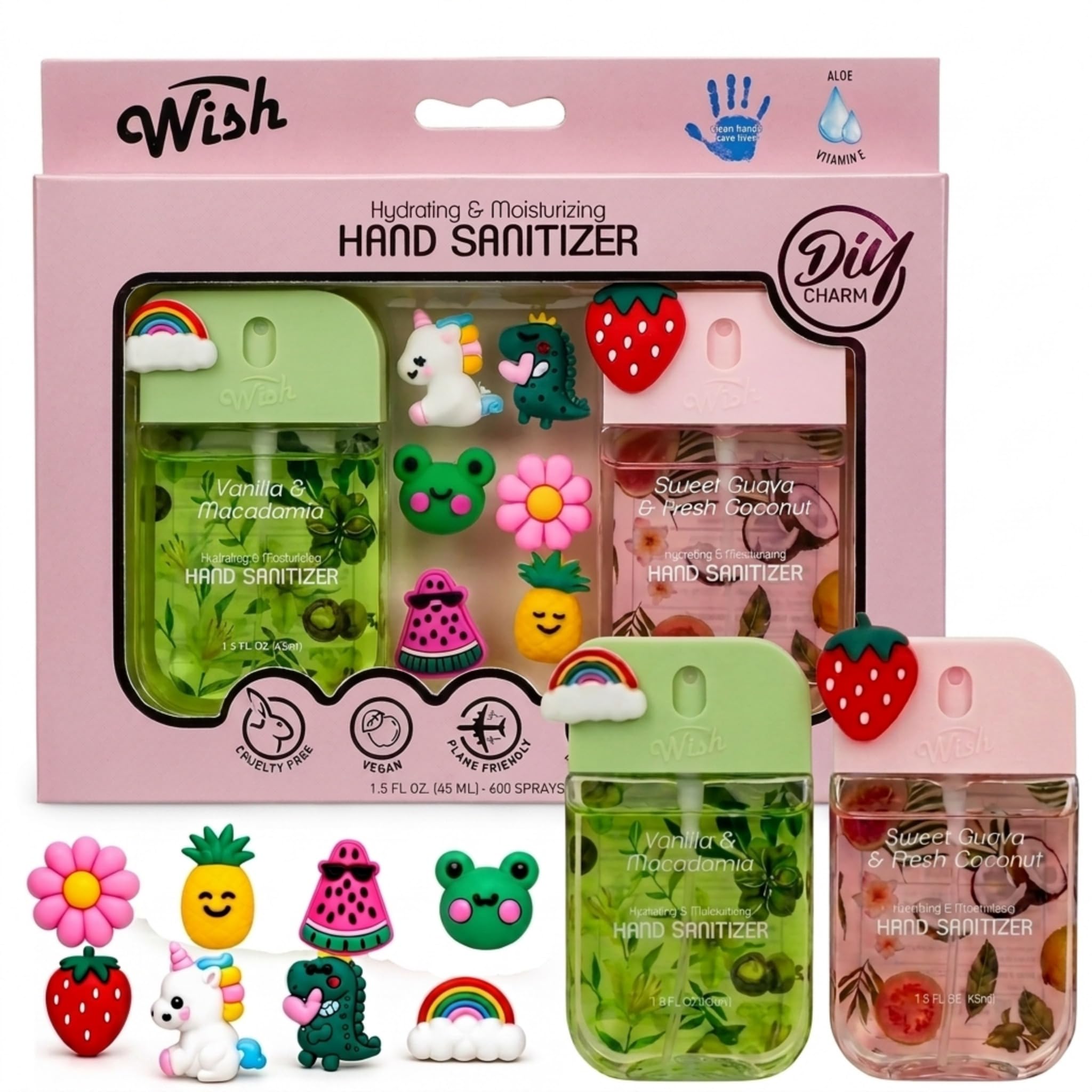 Amazon.com: Wish Kids Hand Sanitizer Spray with Charms 2 Pack Gift