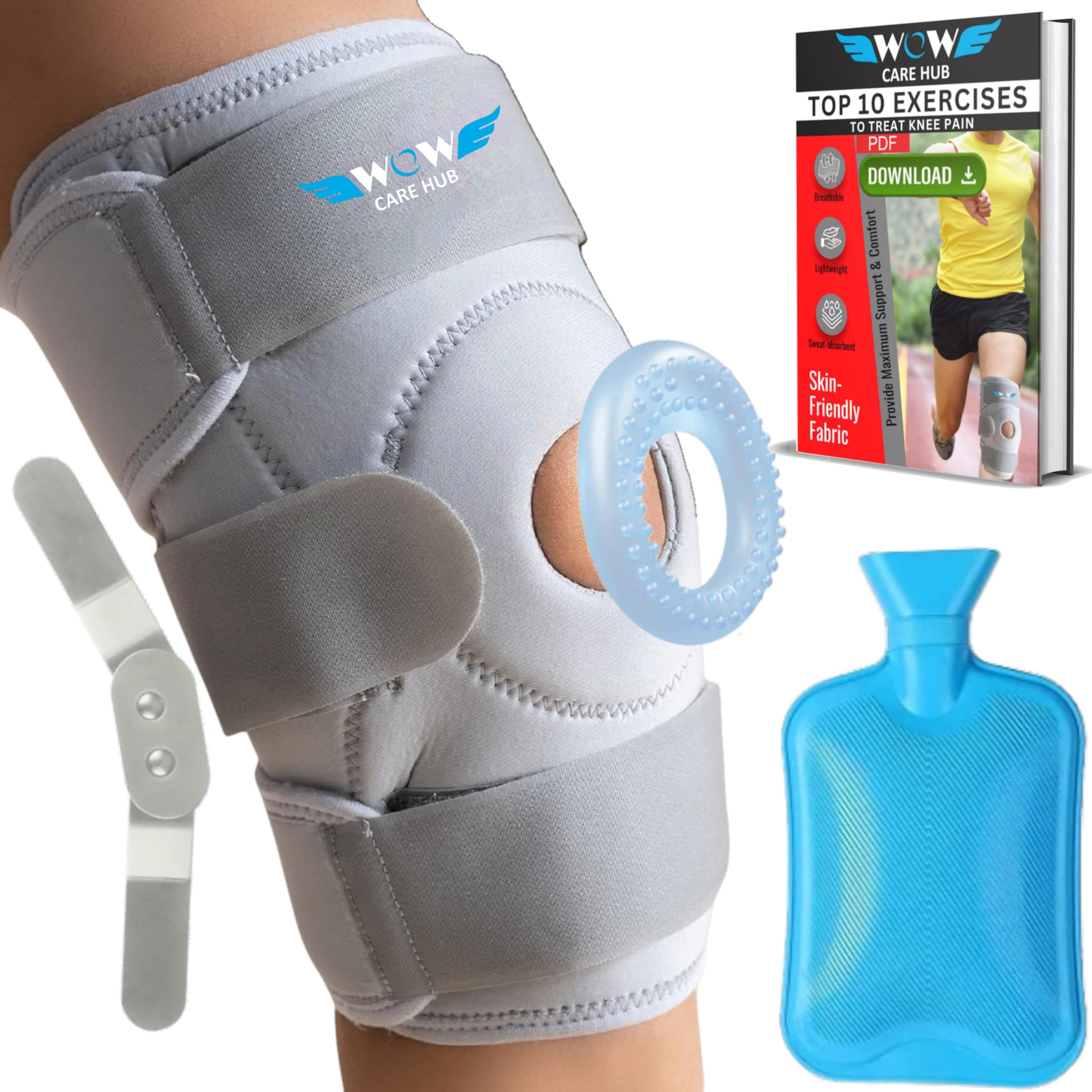 Buy Hinged knee brace for knee pain l open patella knee support for ...