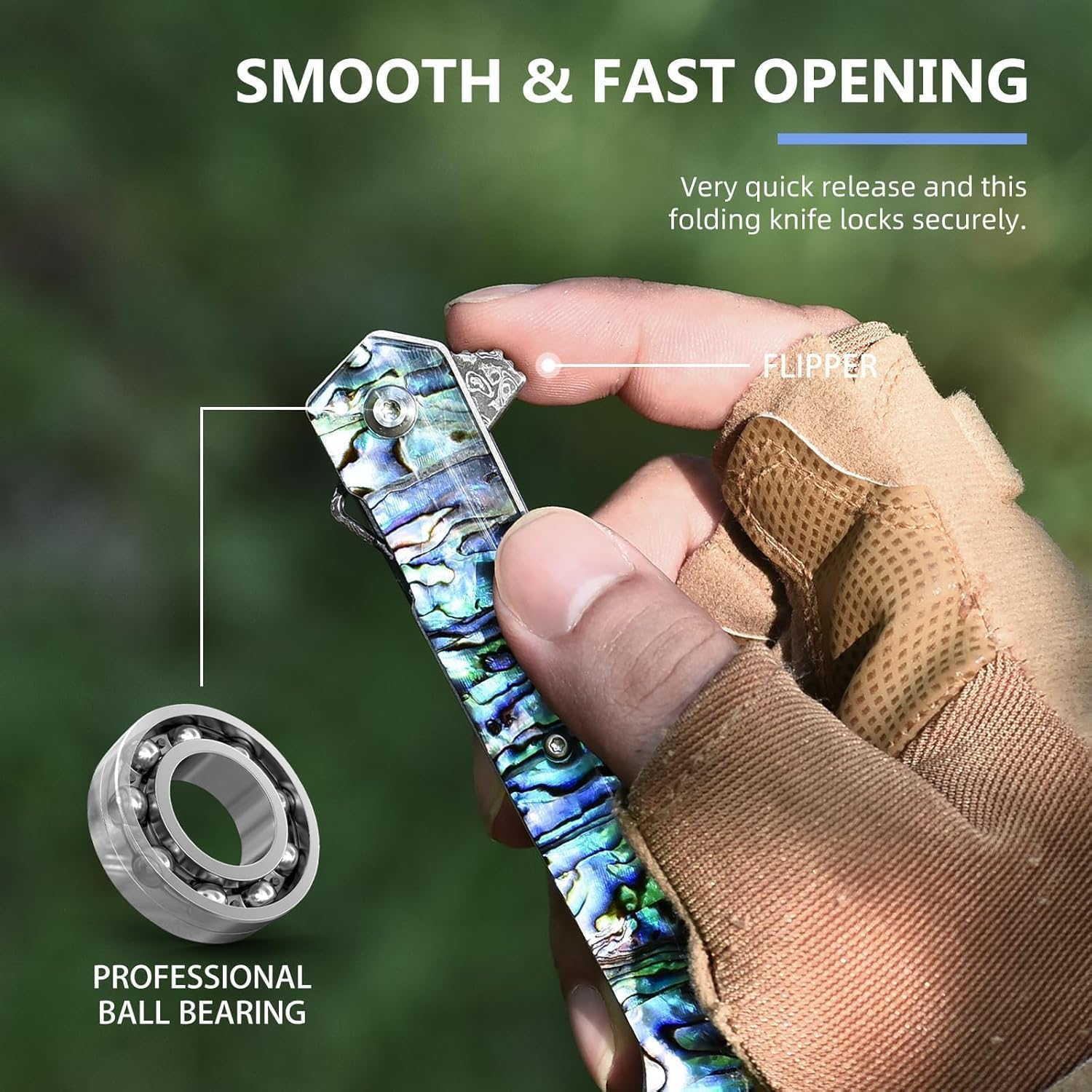 DRACHENADER Damascus Pocket Knife, 8.97" Tanto Folding Knife Handmade Forged VG10 Core 67-Layer Damascus Steel with Abalone Seashell Handle, Leather Sheath